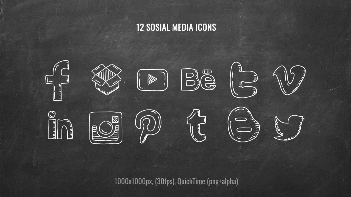 632个真实趣味粉笔手绘星星心形泡泡箭头圆圈标记单词字母符号表情动画透明通道视频素材包（13044）