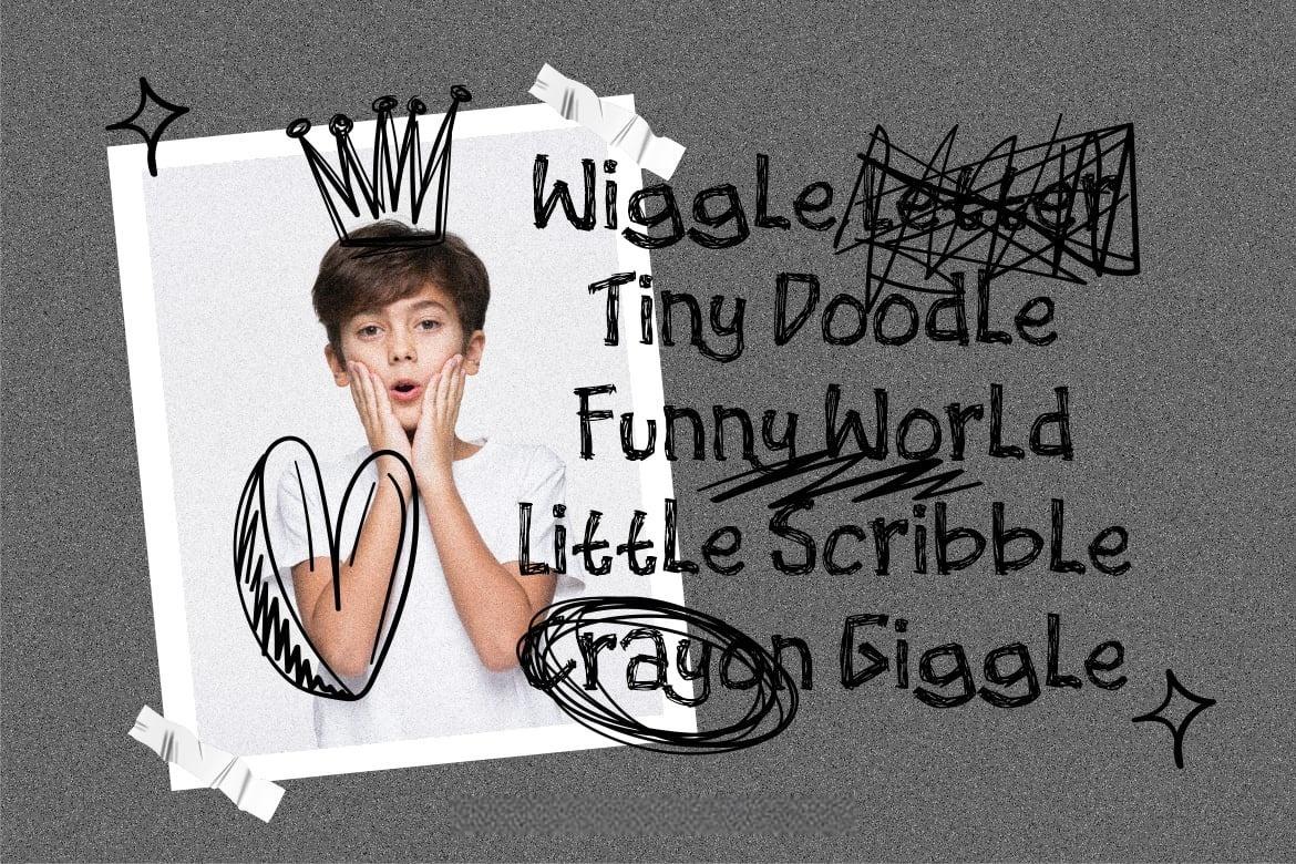 英文字体：创意古怪俏皮潦草涂鸦黑白摇滚杂志手绘线条英文字体包 Doodle Lines Scribble Handwritten Font（13220）