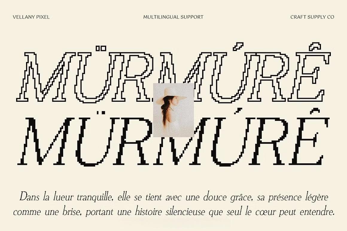 英文字体：极简主义美学永恒像素化数字锐化边缘品牌封面海报设计字体 Vellany Pixel（13506）