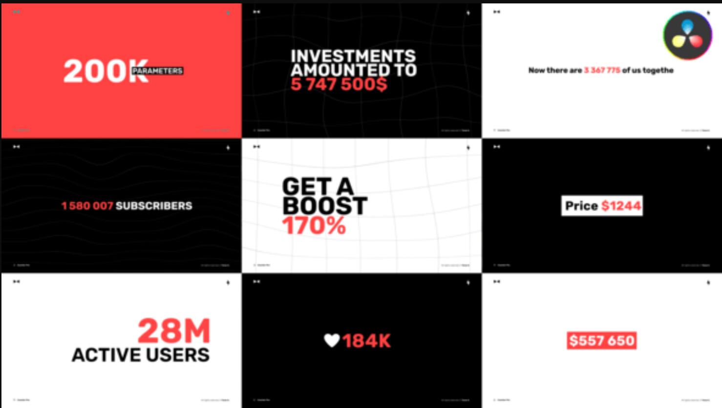 达芬奇预设：专业可视化数字计数器动画（13531）