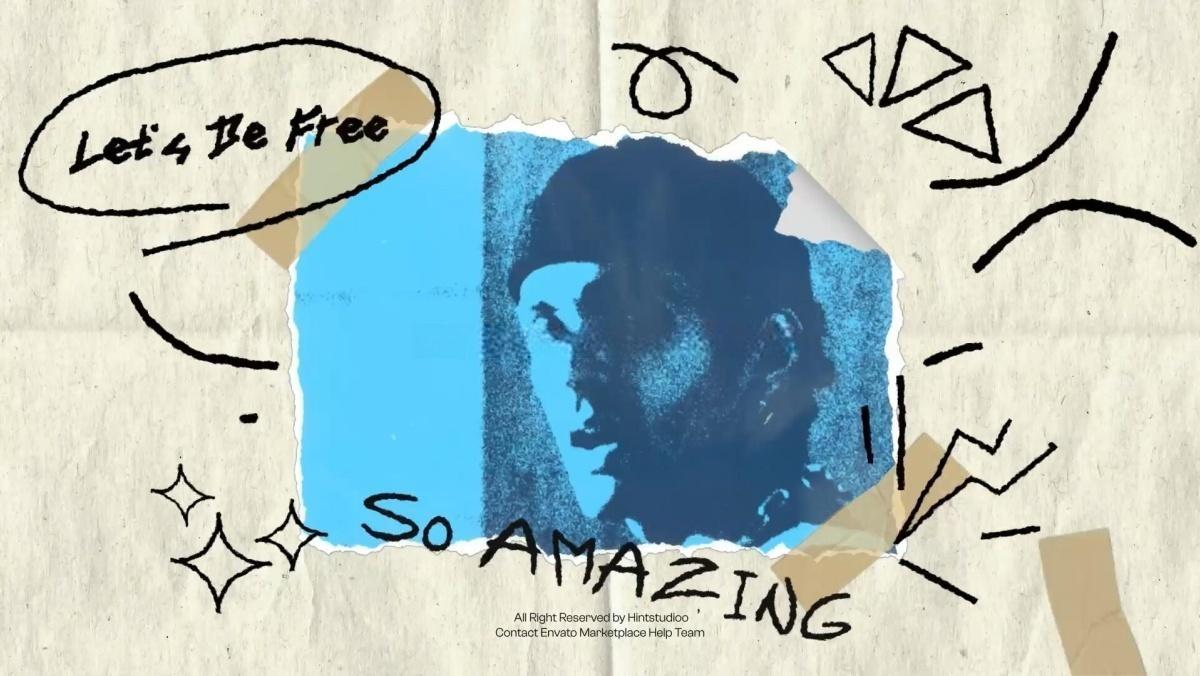 AE模板：前卫另类仿旧美学剪纸拼贴手工DIY撕纸照片展示开场片头（13294）