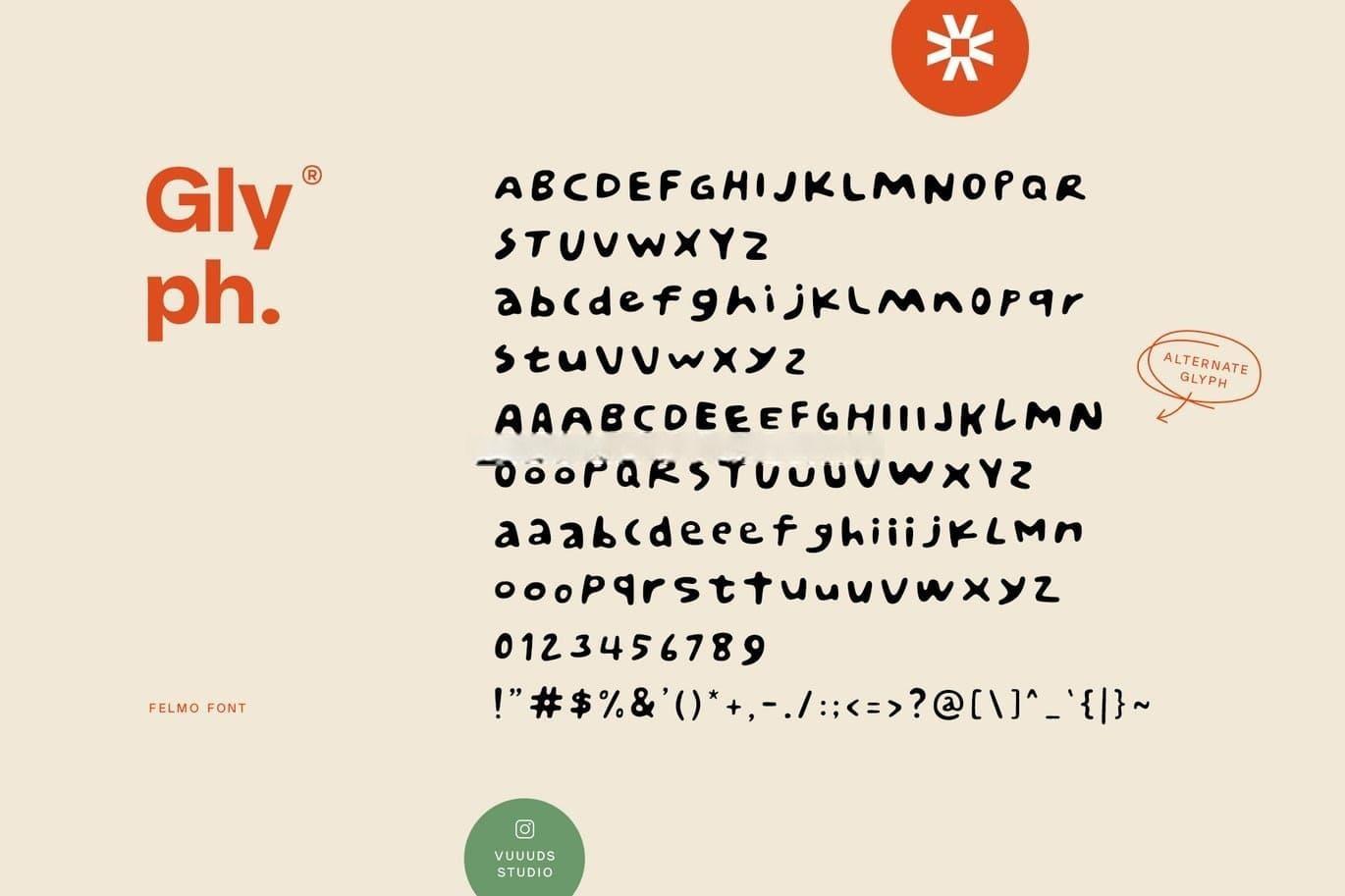 英文字体：复古俏皮厚实时髦磨损粗体logo标题无衬线封面海报设计装饰字体 felmo（13143）