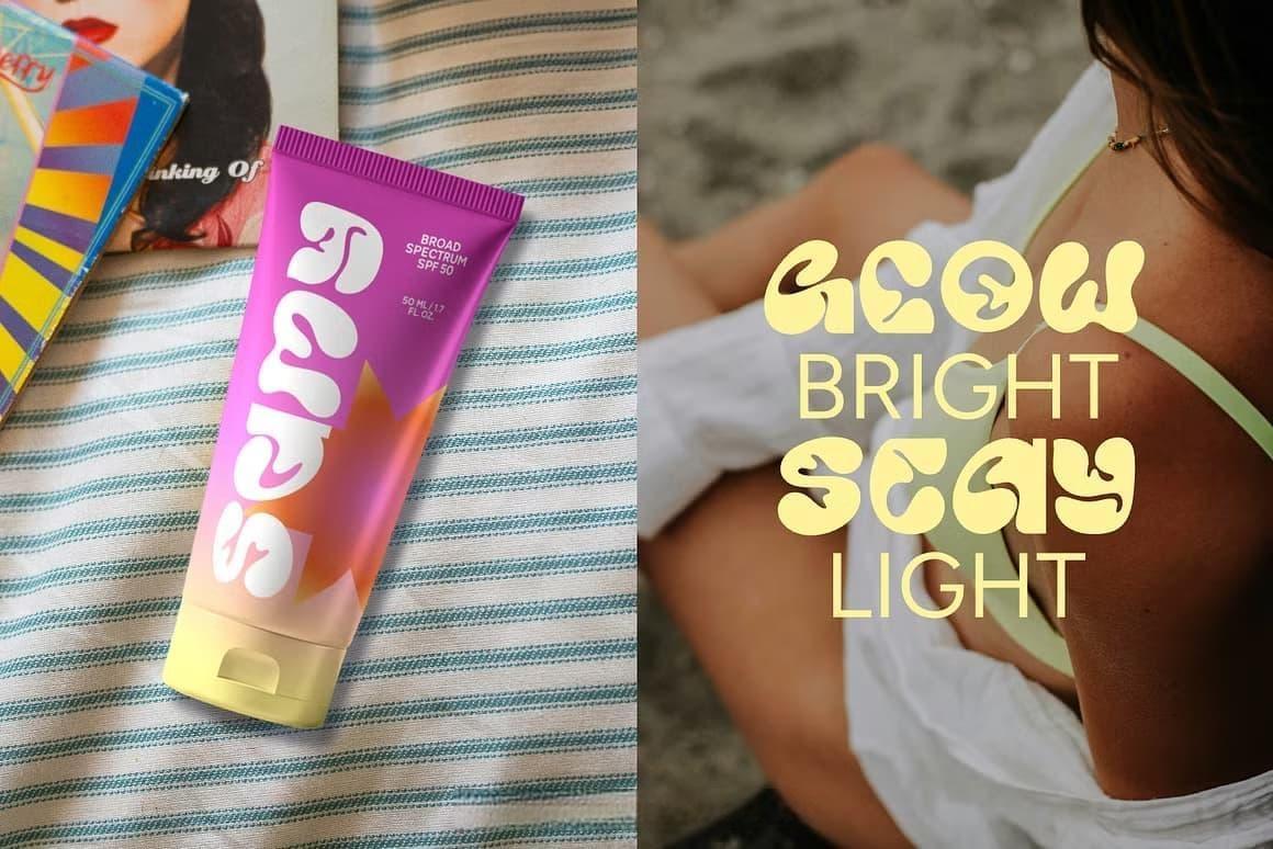 英文字体：复古时髦Y2K风格欢快波浪形斑点状曲线气泡封面海报设计字体 Geism – Solid & Outline（13689）