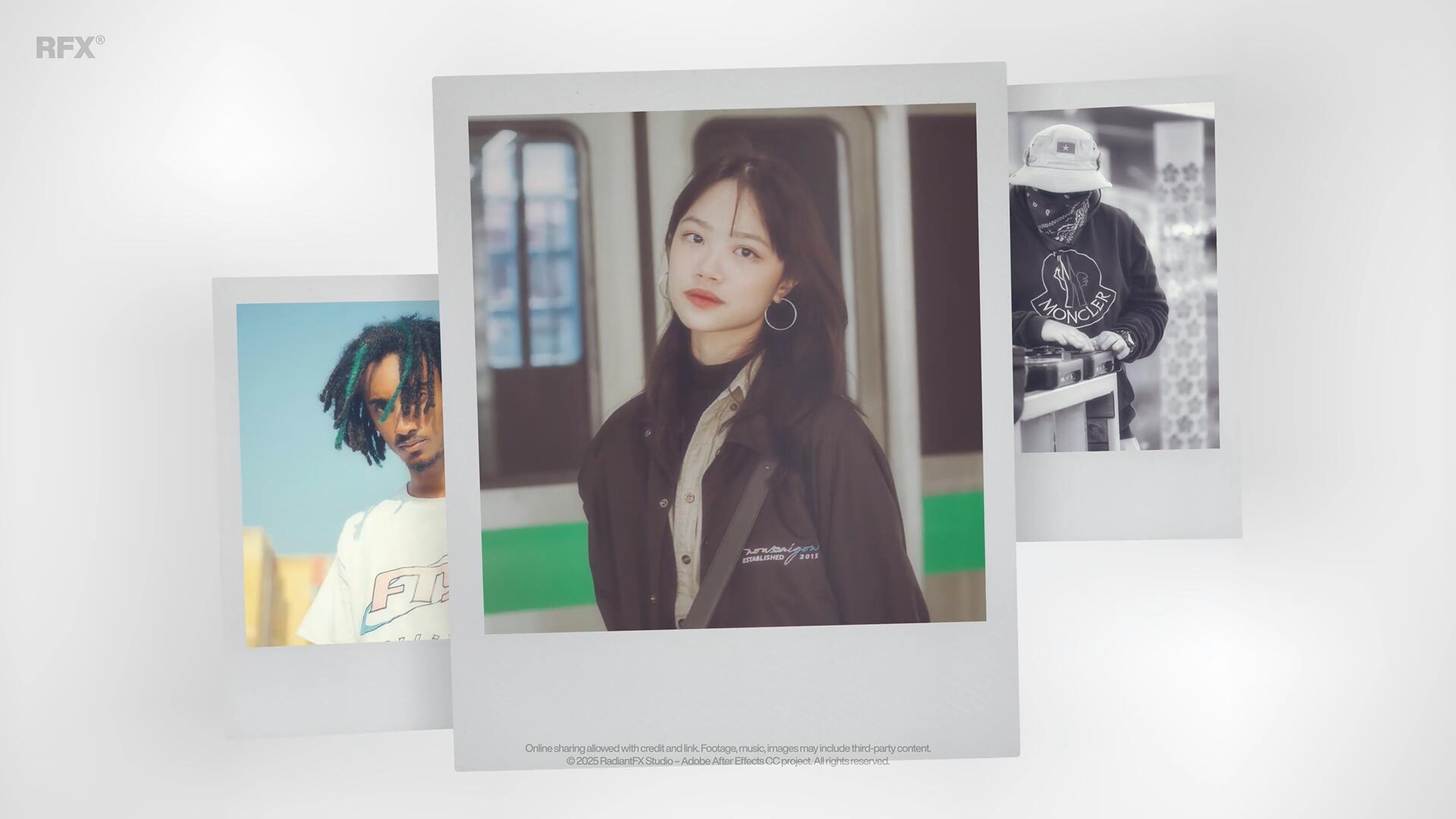 AE模板：复古文艺清新宝丽来边框3D环绕式照片展示（13704）