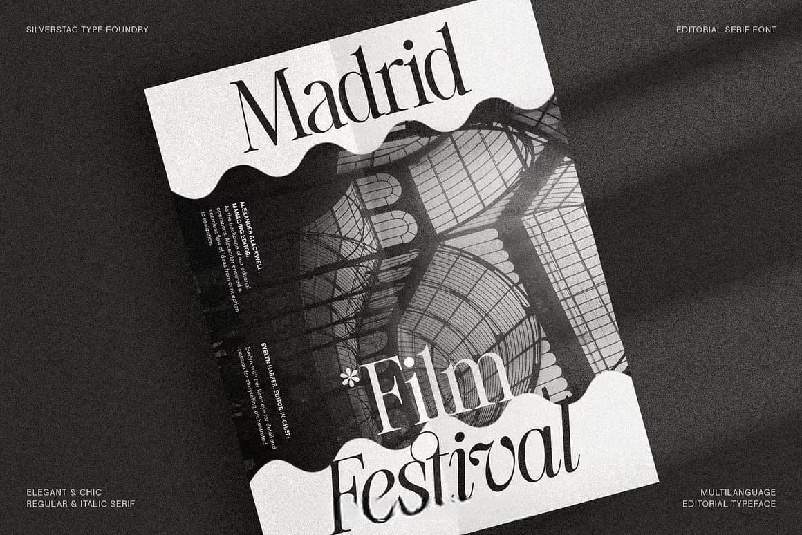 英文字体：80年代高级时装杂志文艺logo标题衬线排版海报封面字体 The Silver Editorial Serif Font（13707）