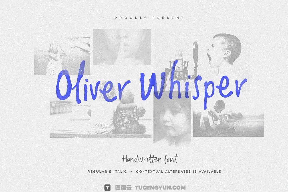 英文字体：复古潦草做旧手写风格钢笔水墨墨迹纹理笔触字体包 Oliver Whisper Messy Handwritten（13439）