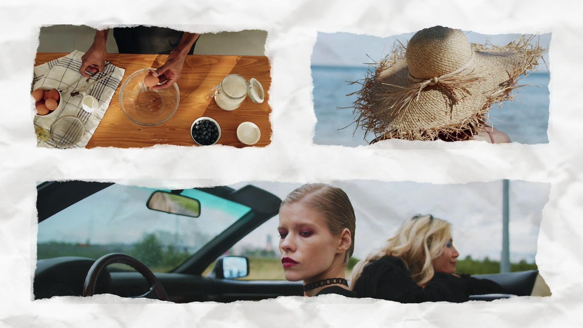 PR模板：创意纸质风格多画面网格分屏动态组合照片视频展示效果（13216）