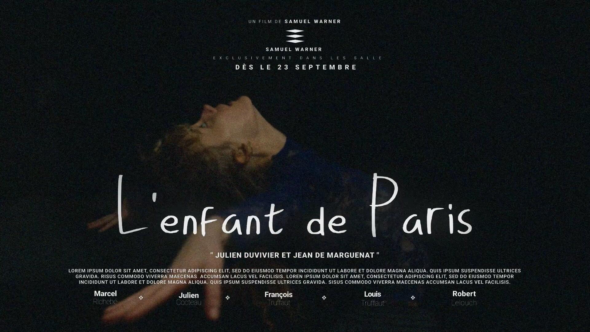 30个复古好莱坞史诗电影纪录片预告片剧院海报片头动画达芬奇模板（11610）