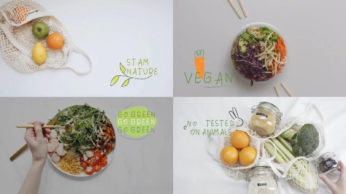 FCPX插件：创意清新氛围健康生态食品广告短片剪辑手绘文字标题动画（13243）