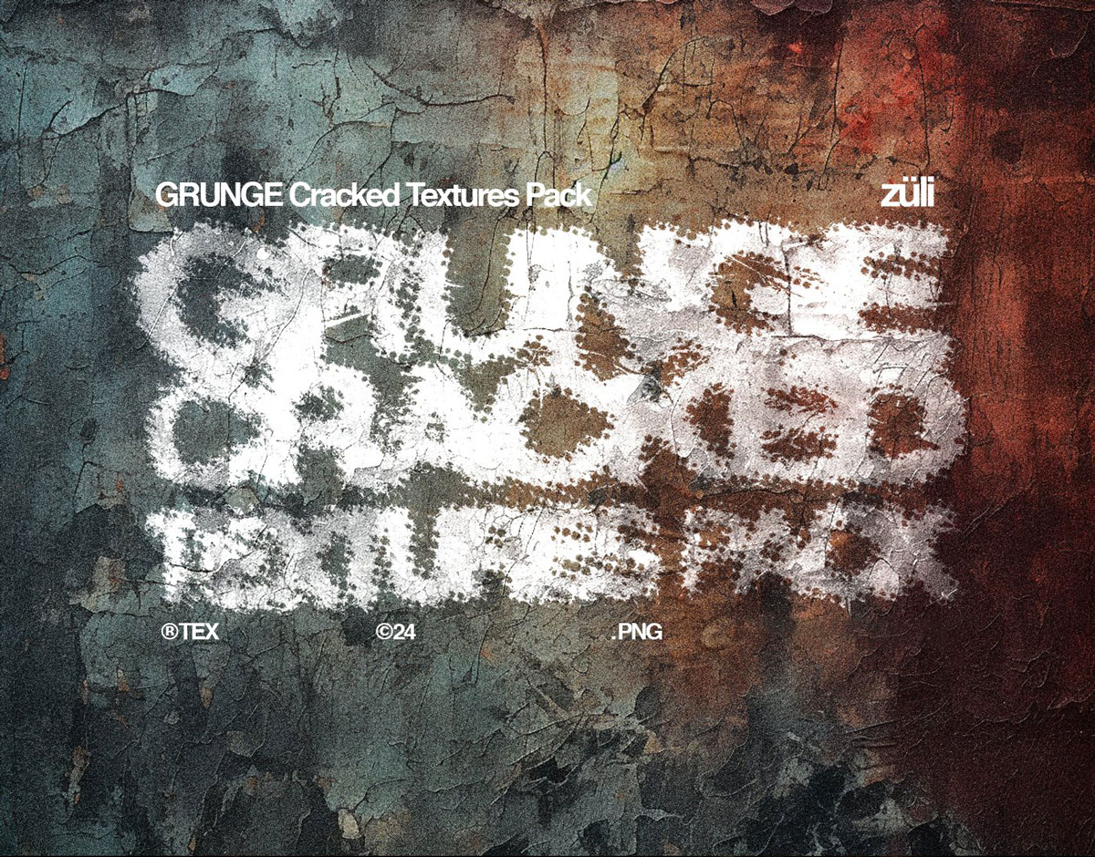 70款复古做旧垃圾摇滚皲裂裂痕风化磨损效果叠加纹理素材+PSD特效样机 Züli – GRUNGE Cracked Textures & Mockups Pack(13588) 70款复古做旧垃圾摇滚皲裂裂痕风化磨损效果叠加纹理素材+PSD特效样机 Züli – GRUNGE Cracked Textures & Mockups Pack(13588)