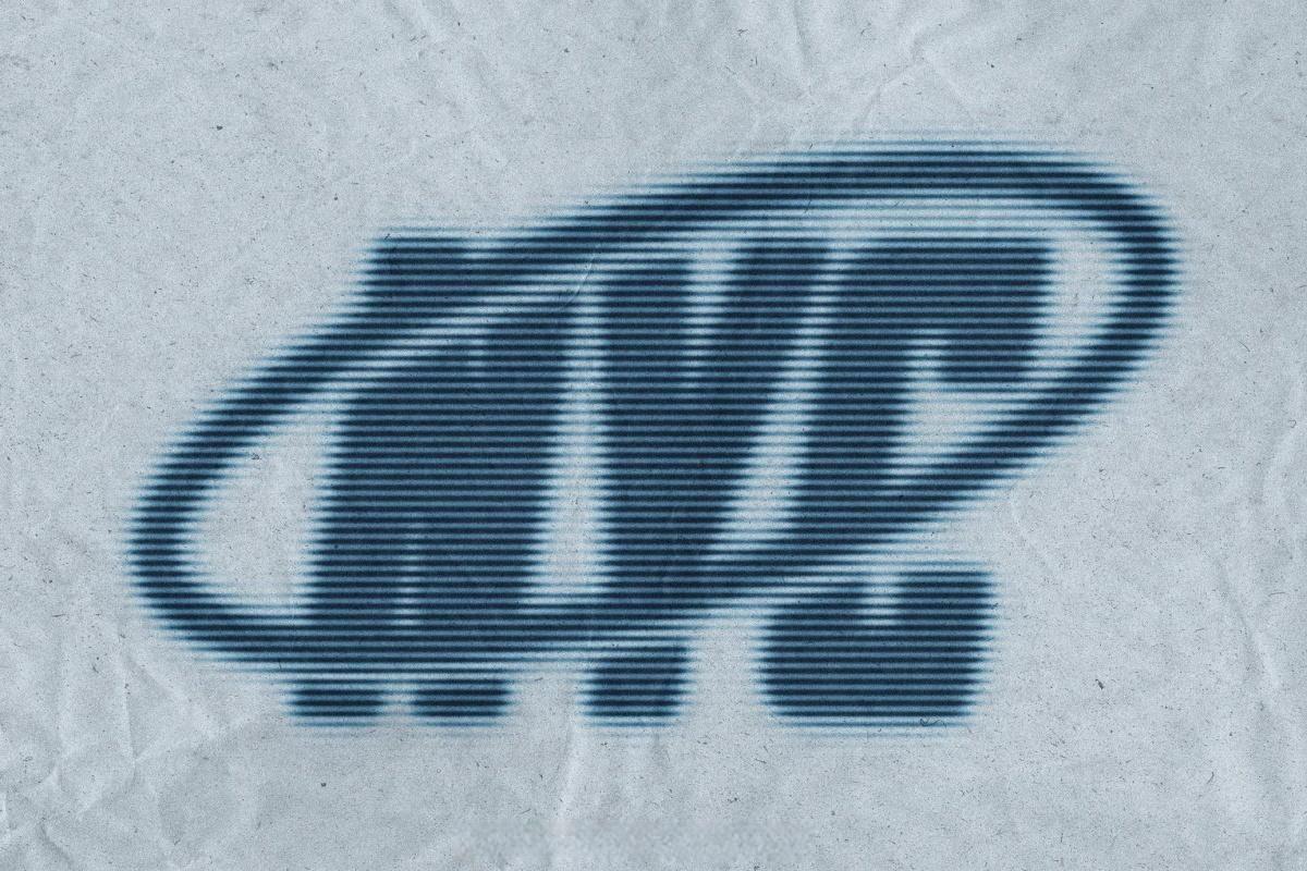 复古半色调百叶窗格栅质感墨水喷洒朦胧折痕海报封面设计PSD样机 Lined Halftone Text Effect（13307）