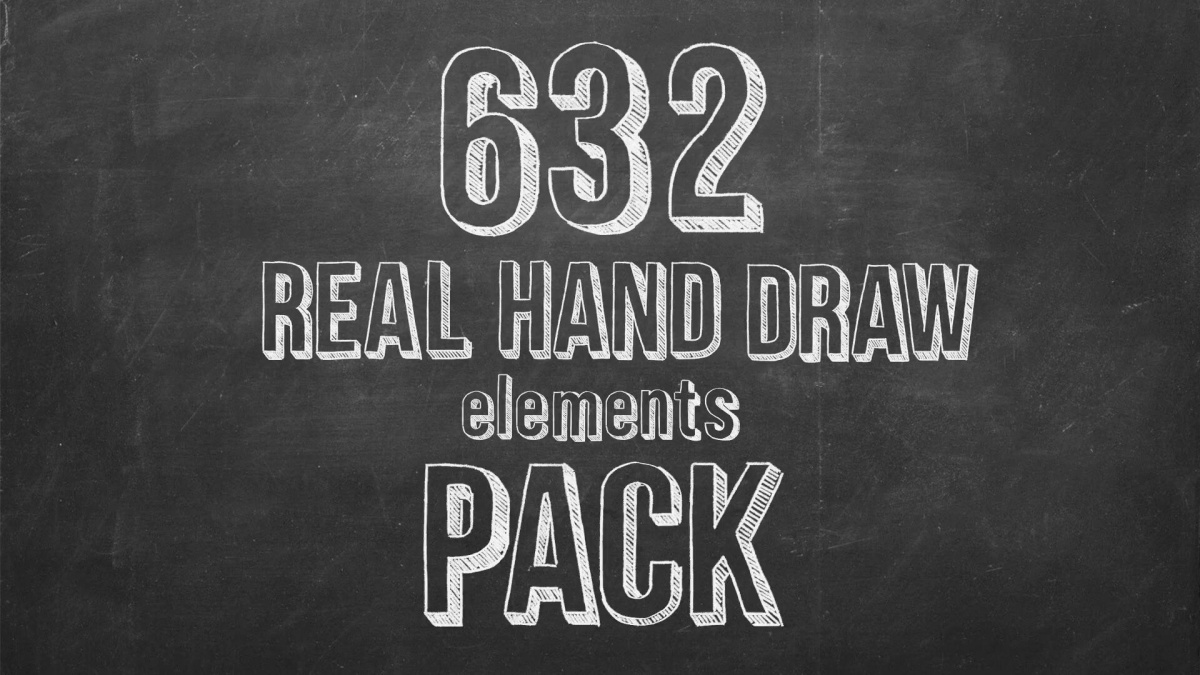 632个真实趣味粉笔手绘星星心形泡泡箭头圆圈标记单词字母符号表情动画透明通道视频素材包（13044）