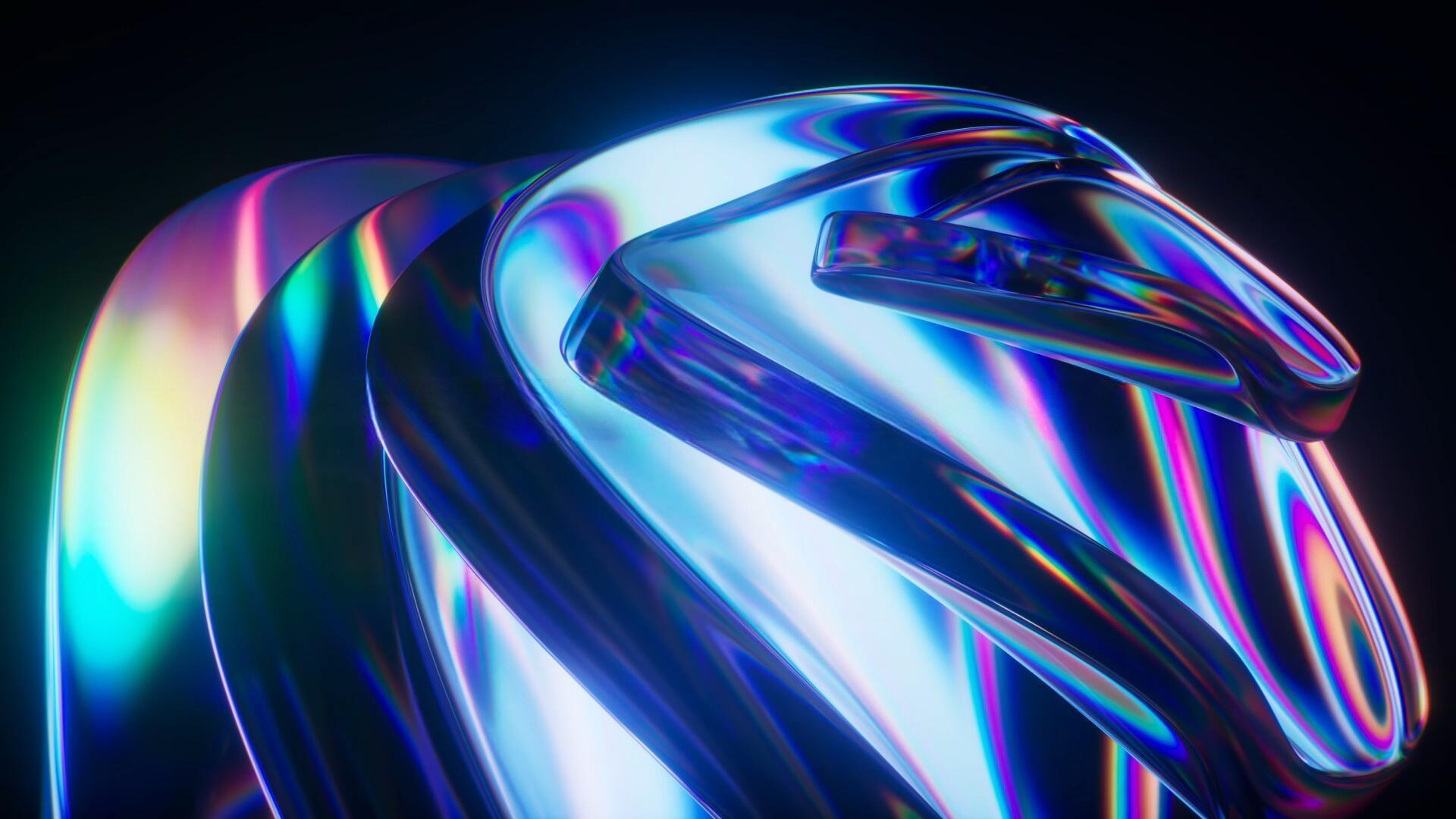 31个抽象艺术霓虹渐变几何3D水晶玻璃发光波浪缎面动态背景视频素材（13554）