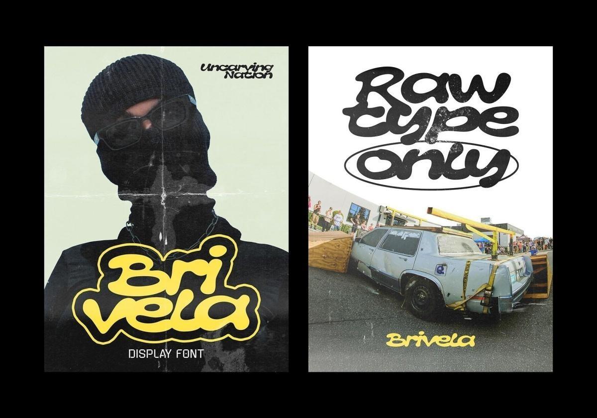 英文字体：大胆街头手写涂鸦艺术街头滑板文化logo徽标标题排版封面海报设计字体 Brivela – Display Font（13461）