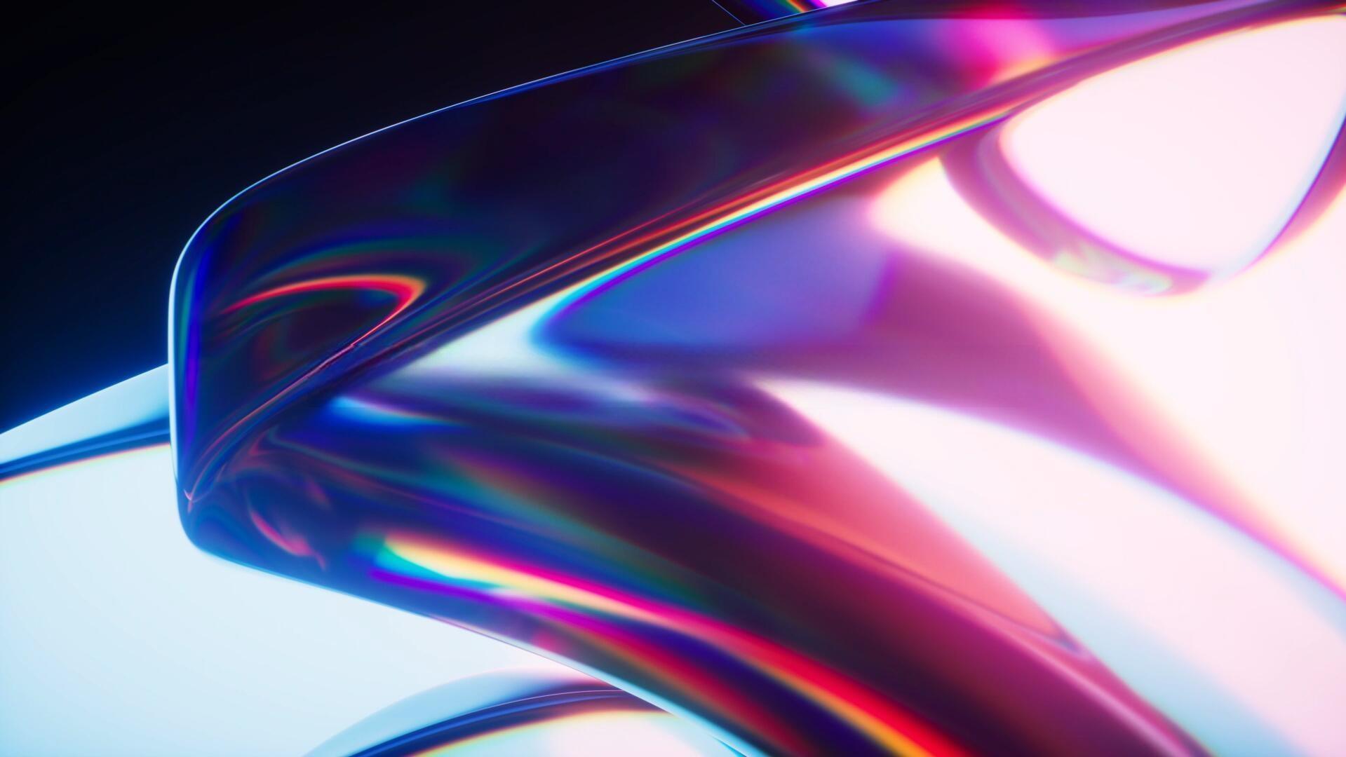 31个抽象艺术霓虹渐变几何3D水晶玻璃发光波浪缎面动态背景视频素材（13554）