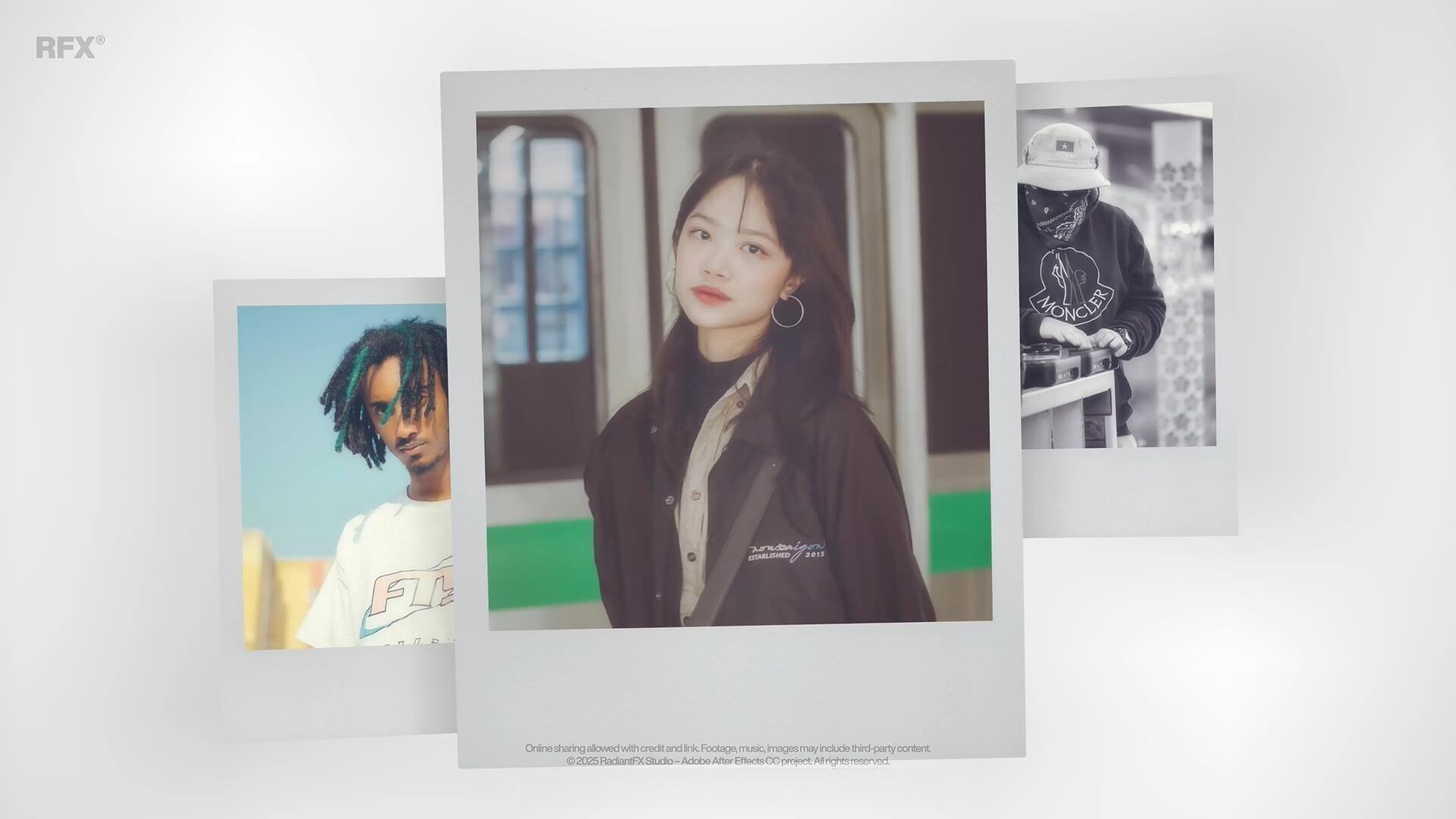 AE模板：复古文艺清新宝丽来边框3D环绕式照片展示（13704）