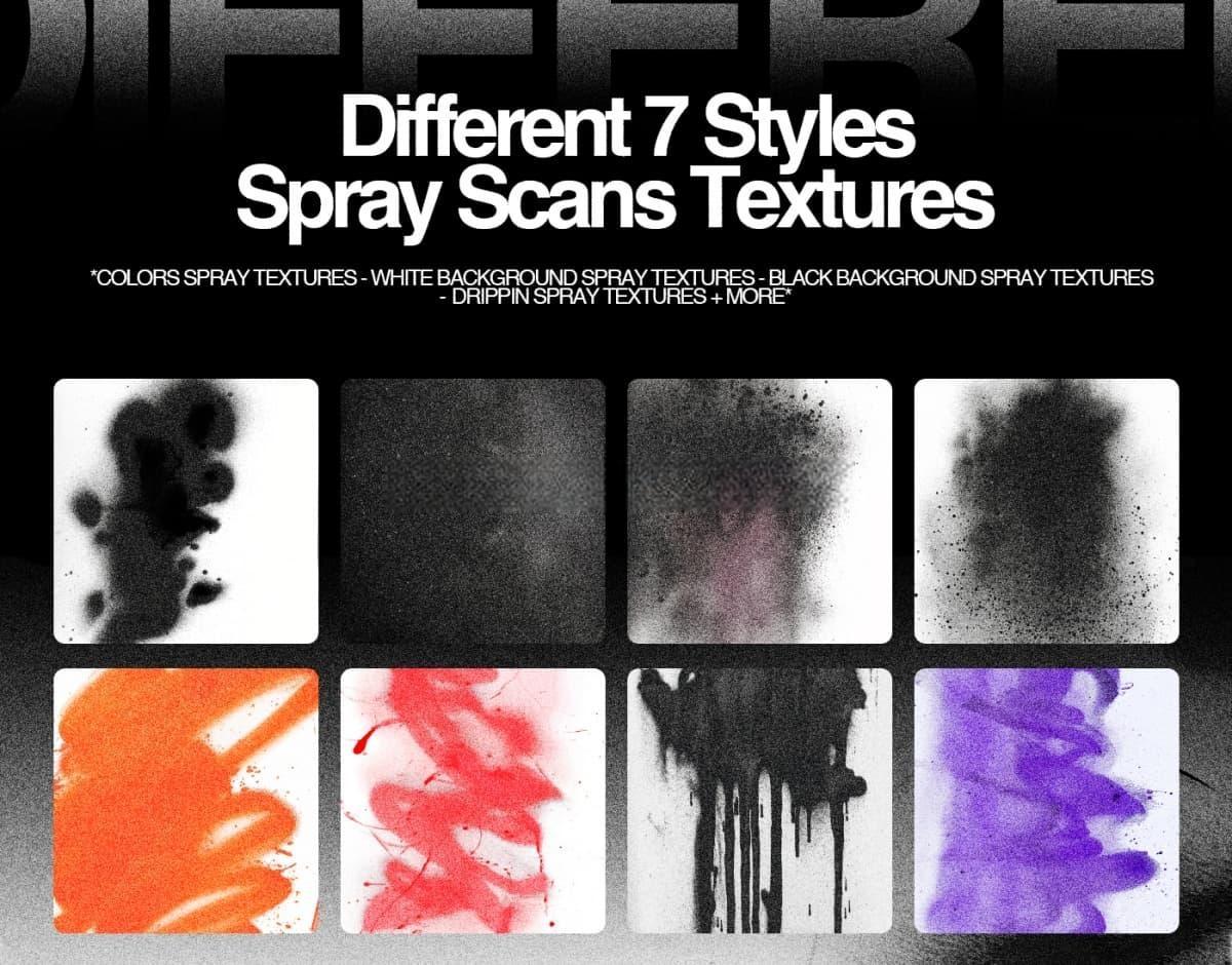 70个老式邋遢涂鸦喷漆手绘街头艺术抽象图案符号线条免扣PNG素材 Züli – Spray Scans Textures Pack（13478）