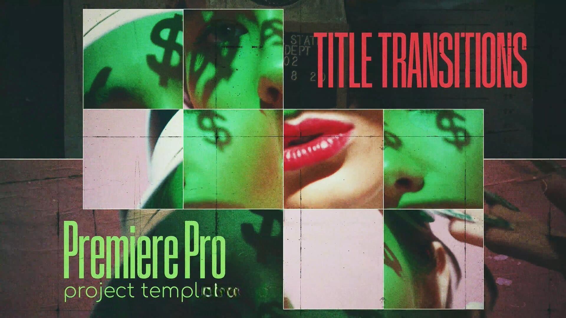 PR模板：复古拼贴艺术画面分割组合文字标题无缝转场过渡（13233）