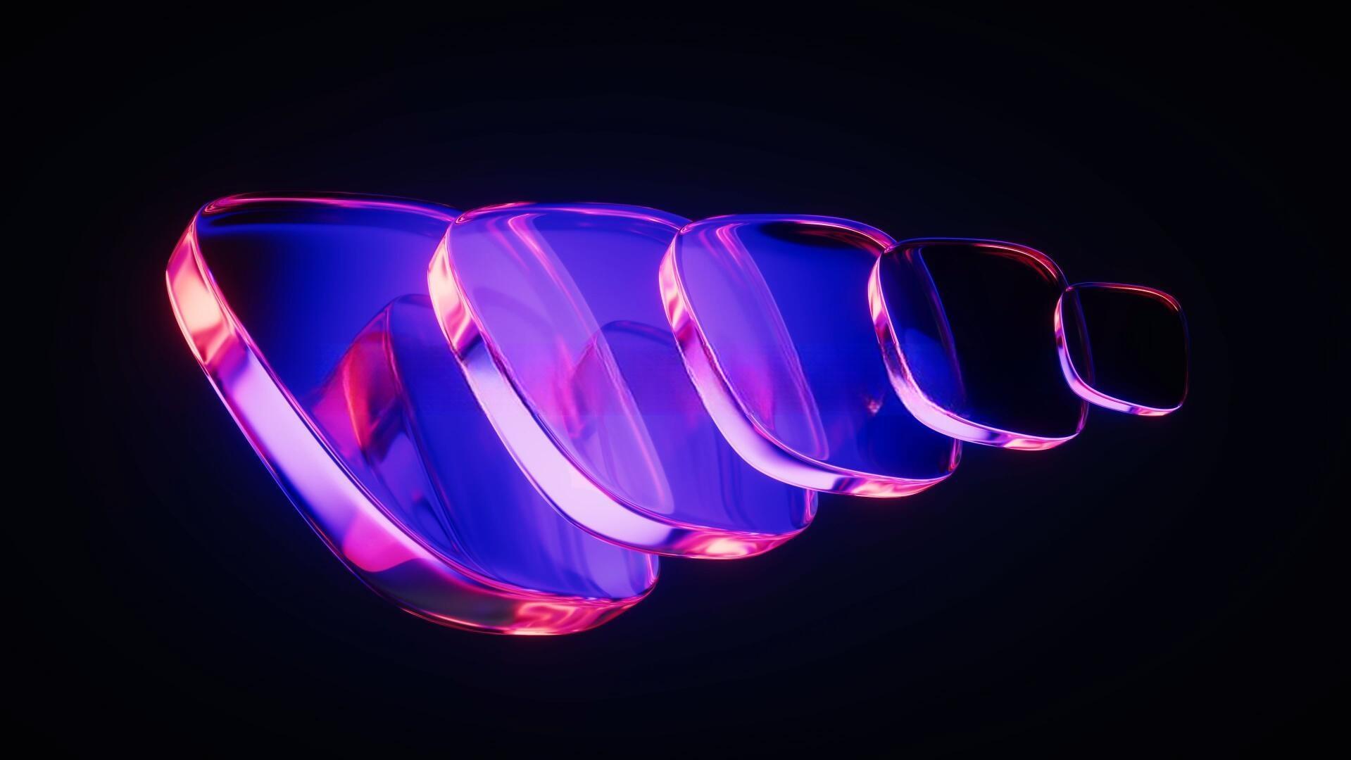 31个抽象艺术霓虹渐变几何3D水晶玻璃发光波浪缎面动态背景视频素材（13554）