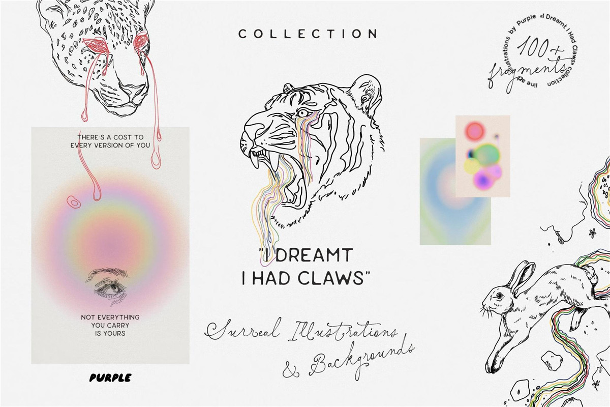 105个超现实手绘抽象艺术PNG动物人物剪影插画弥散光渐变JPG背景图片设计套装 Surreal Illustrations & Backgrounds(13191) 105个超现实手绘抽象艺术PNG动物人物剪影插画弥散光渐变JPG背景图片设计套装 Surreal Illustrations & Backgrounds(13191)