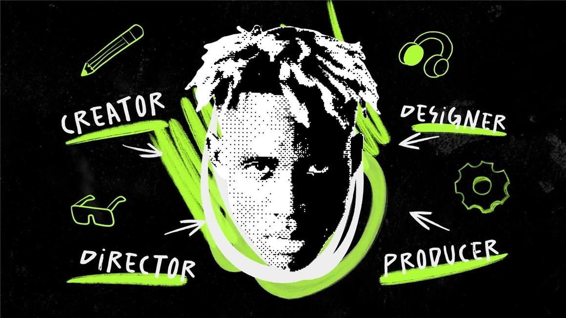 AE模板：大胆邋遢潦草手绘线条涂鸦头像拼贴艺术文字标题动画模板（13457）