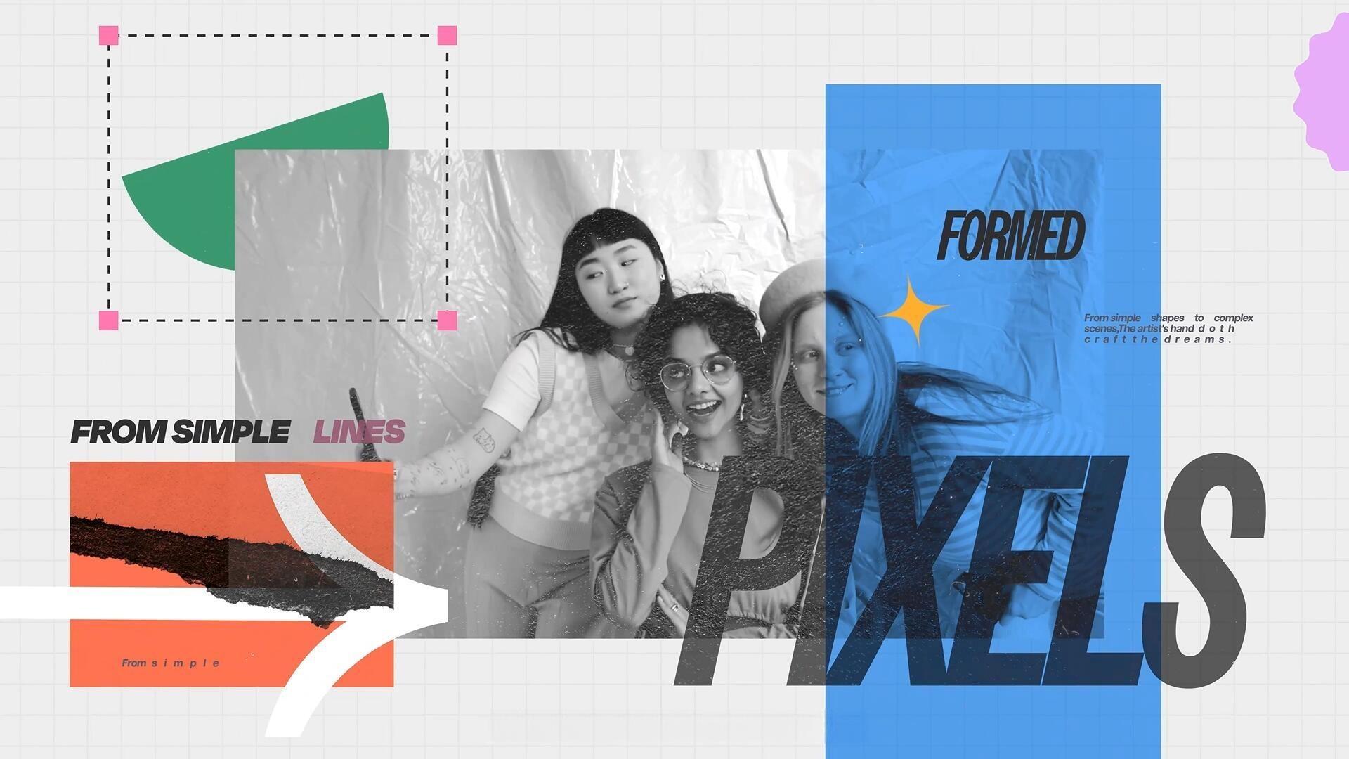 AE模板：复古美学拼贴艺术撕纸纸张VLOG开场片头动画模板（13876）