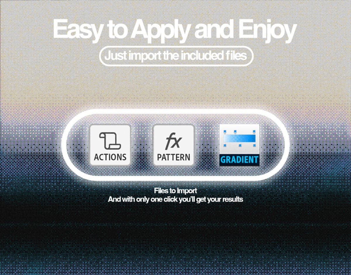 复古专业像素颗粒位图半调抖动故障扭曲效果PS动作+PAT图案纹理+GRD渐变预设 Züli – Dither Effects Pack（13394）