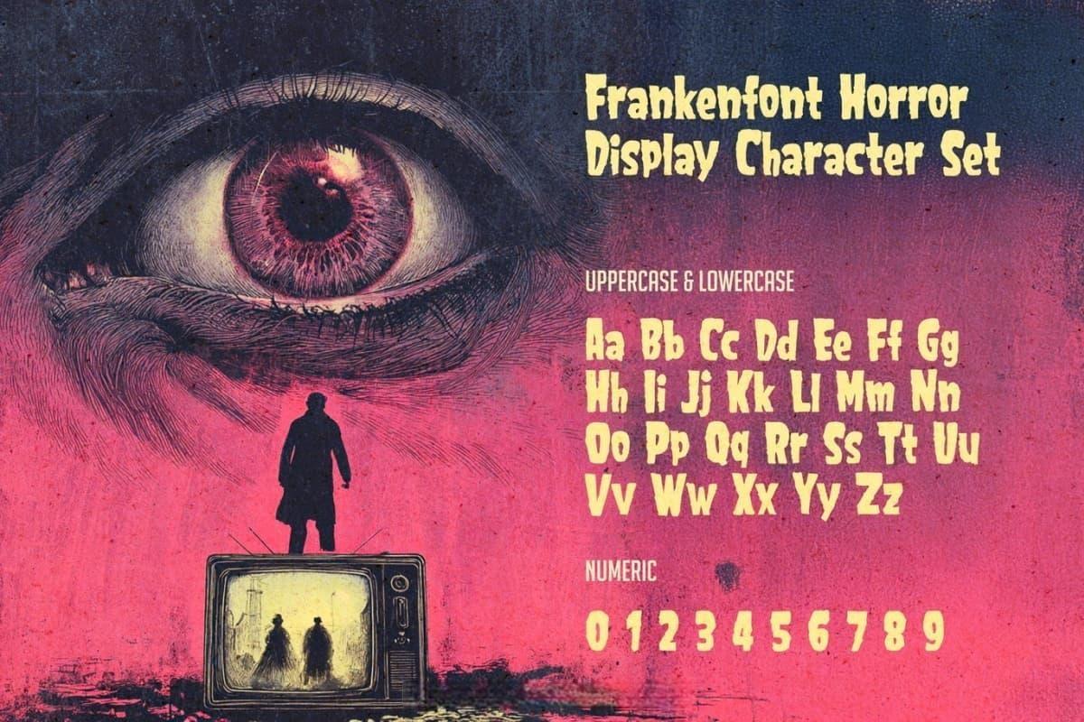 英文字体：大胆经典恐怖哥特式封面排版美学海报品牌邀请函设计衬线设计字体 Frankenfont Classic Horror Display Font（13094）