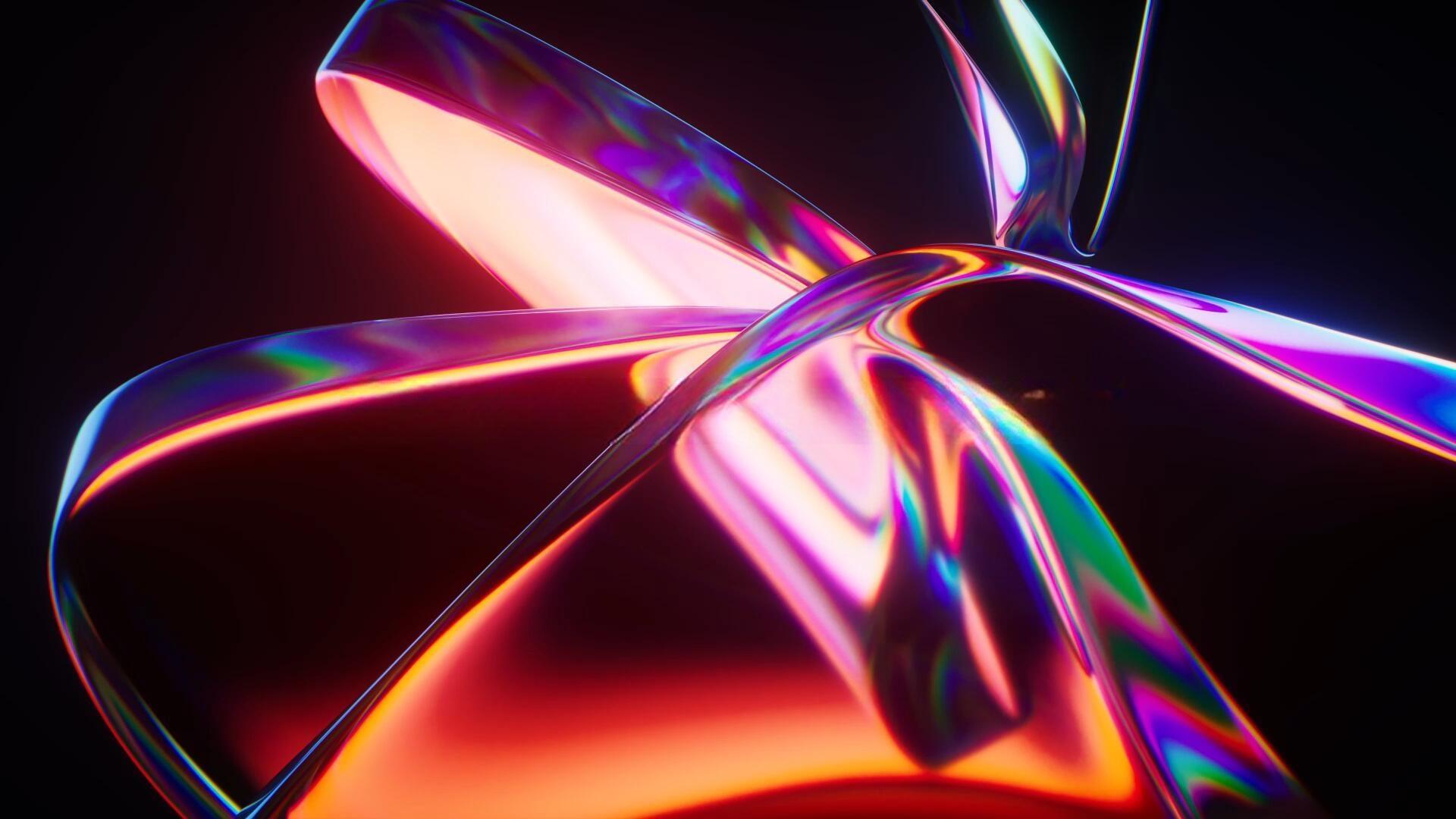 31个抽象艺术霓虹渐变几何3D水晶玻璃发光波浪缎面动态背景视频素材（13554）