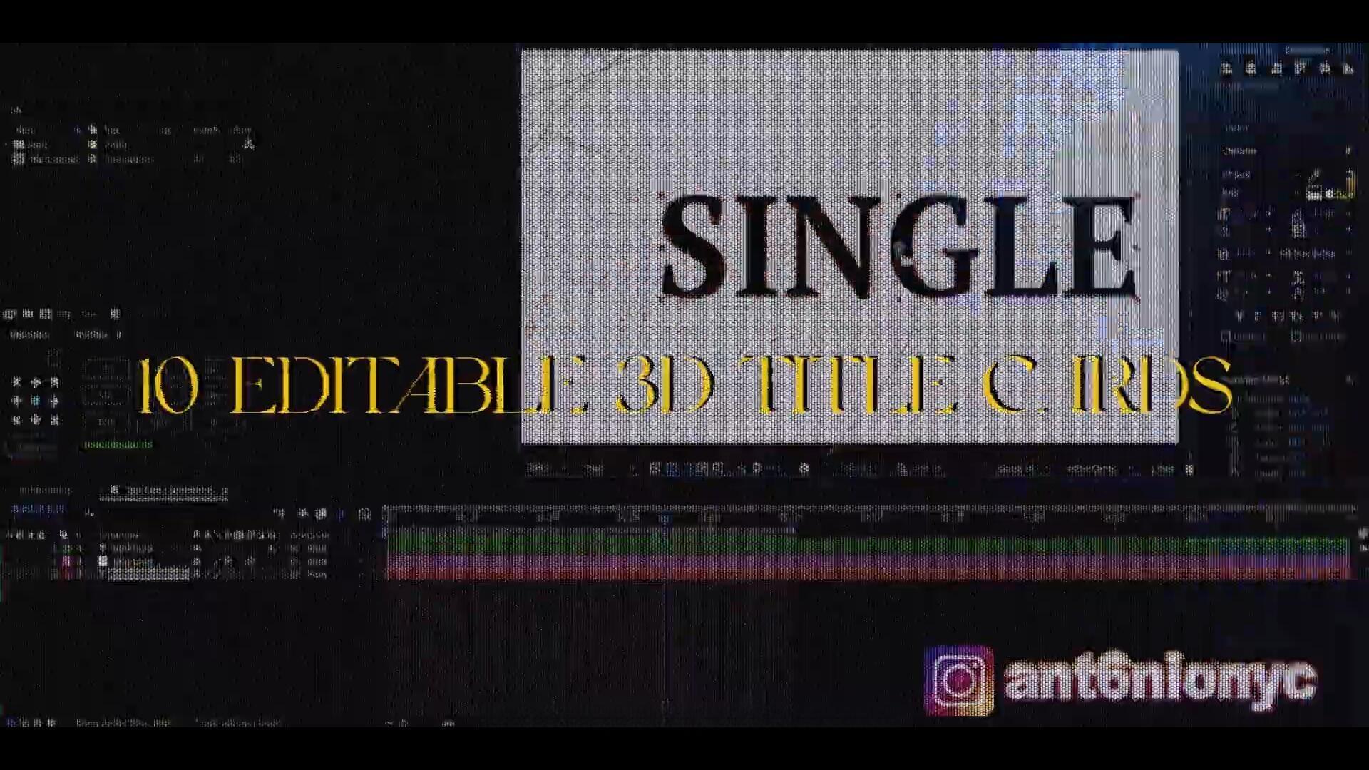 嘻哈朋克风格酸性金属镀铬音乐MV短片剪辑3D字母标题动画AE项目文件+视频教程 ANT6NIO’S 3D TITLE CARD PACK（13210）