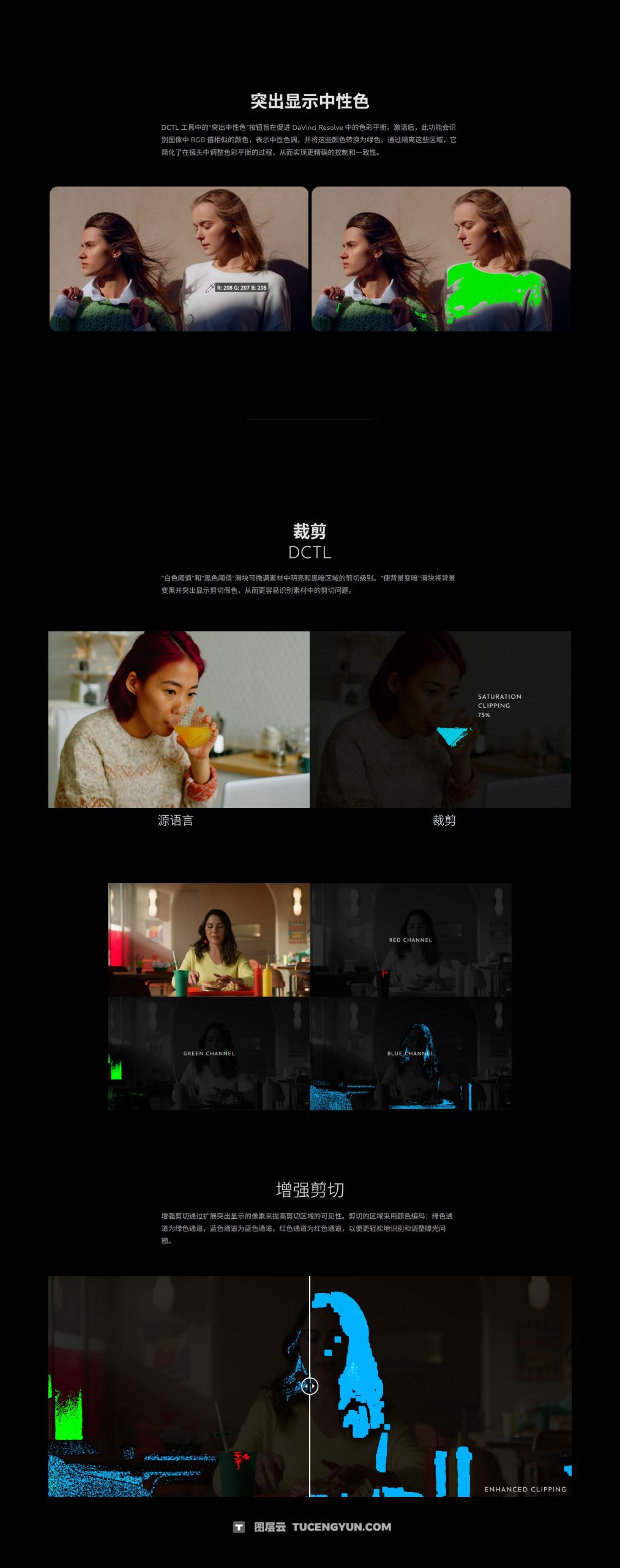 Mononodes – UTILITY DCTLS 2.0 完美图像分析肤色/色差管理、亮/暗部剪切、RGB/亮度调整DCTL达芬奇调色插件+LUT调色预设（13320）
