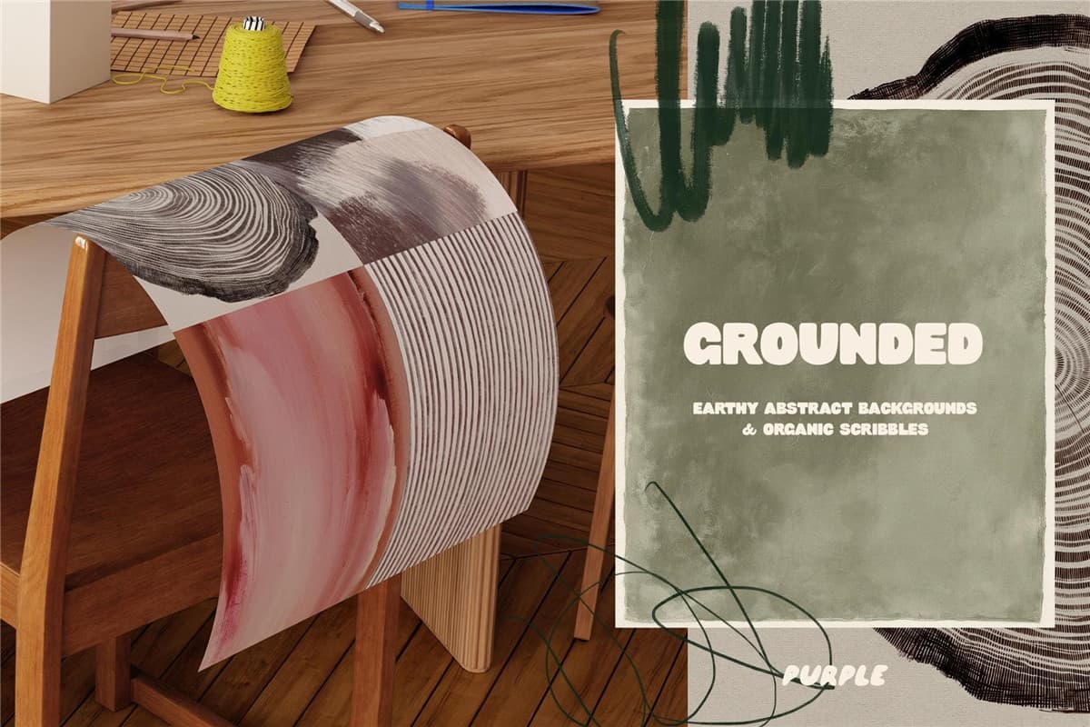 160个安静优雅琥珀色拼贴艺术抽象颜料手绘JPG背景PNG涂鸦笔迹图片设计套装 Grounded Backgrounds & Scribbles（13153）