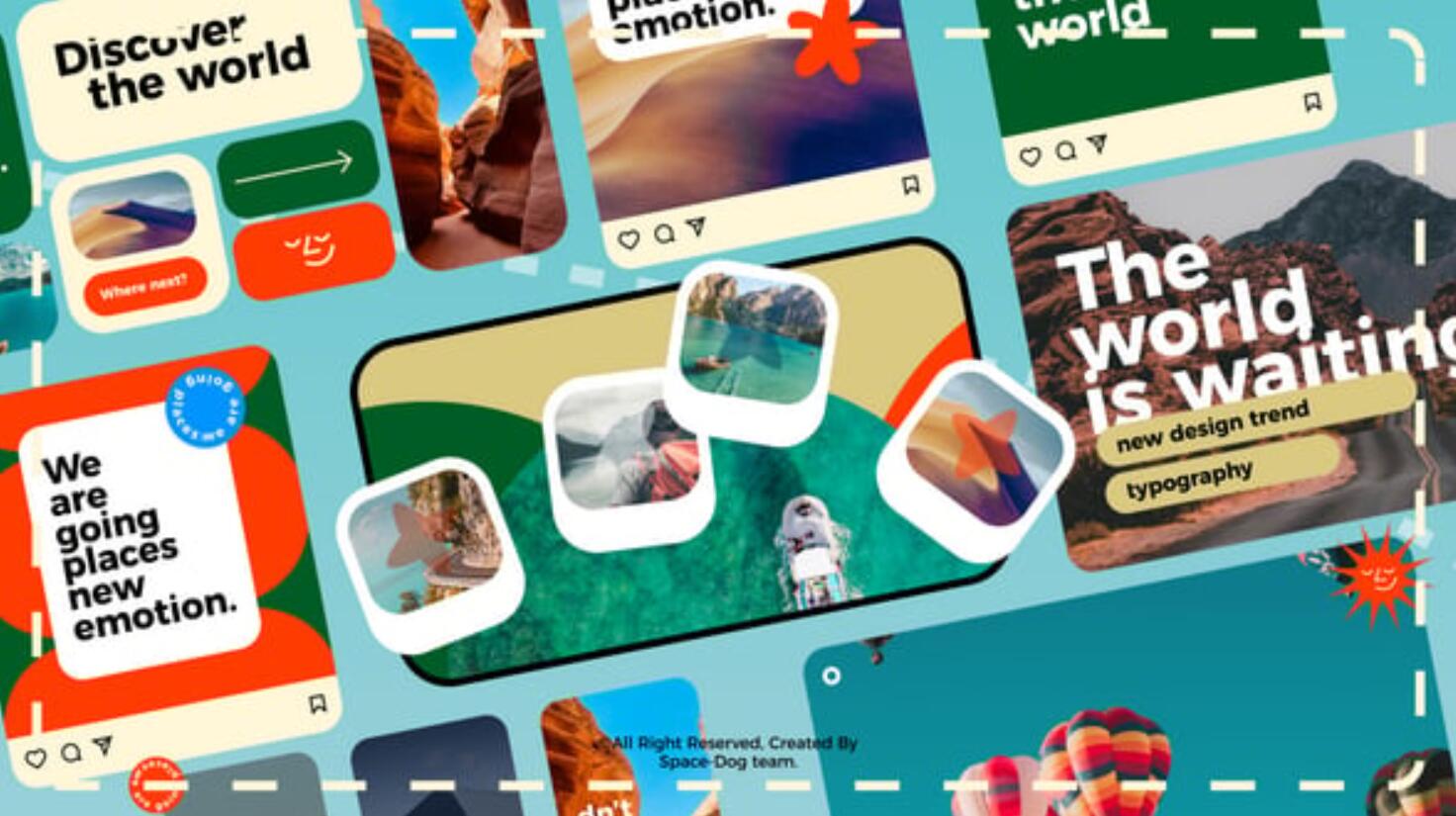 AE/PR模板：创意多彩Bento风格旅行纪录片VLOG排版片头模板（13569）