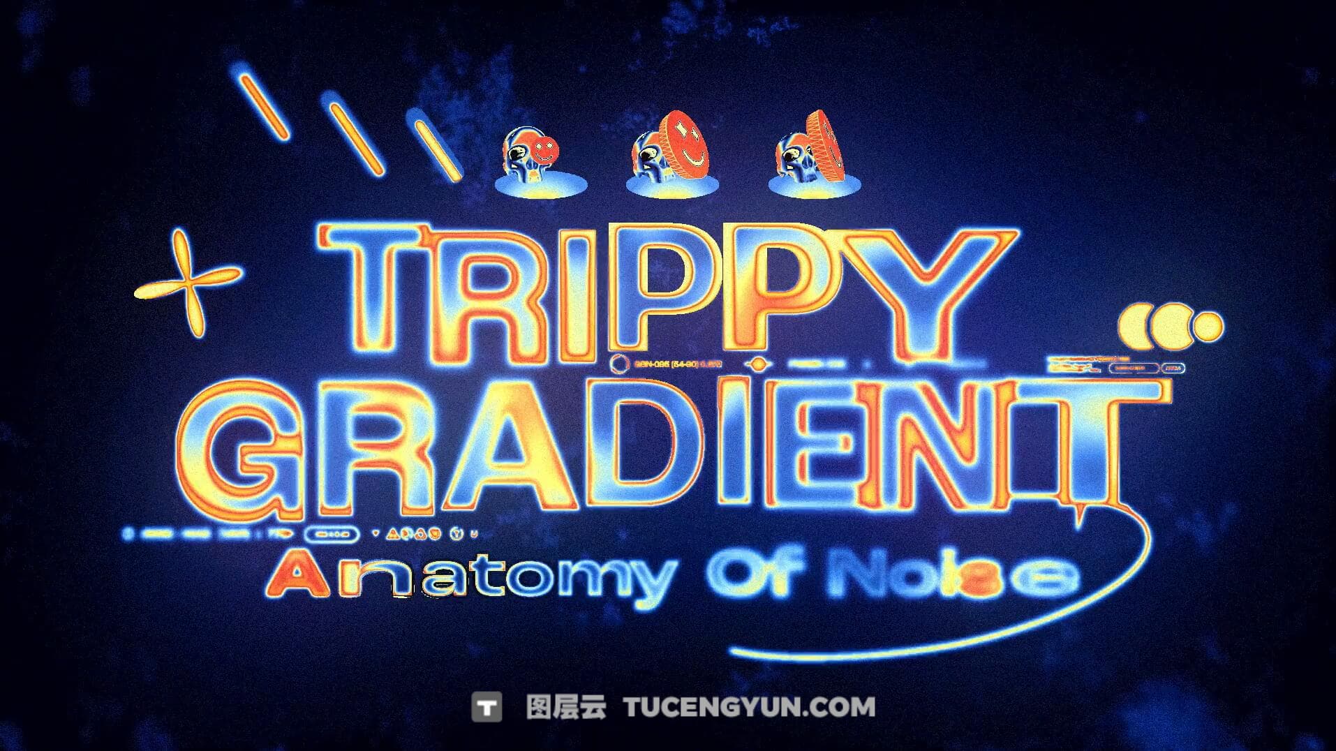 AE模板：复古迷幻渐变热成像扫描故障文字标题排版动画（13435）