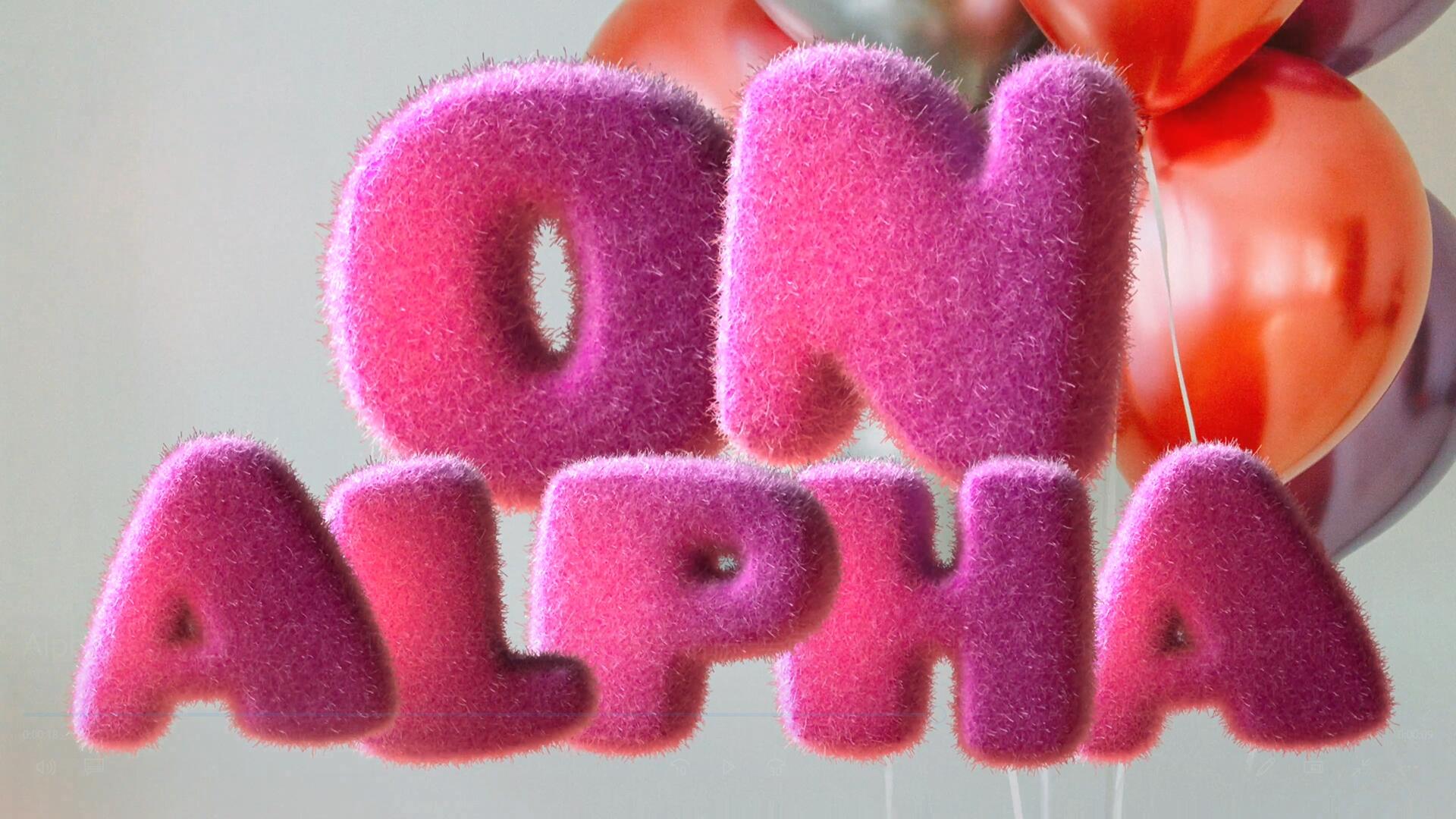 20款超现实主义趣味毛绒摇粒绒3D粉红色毛茸茸数字符号alpha透明通道视频素材（13265）