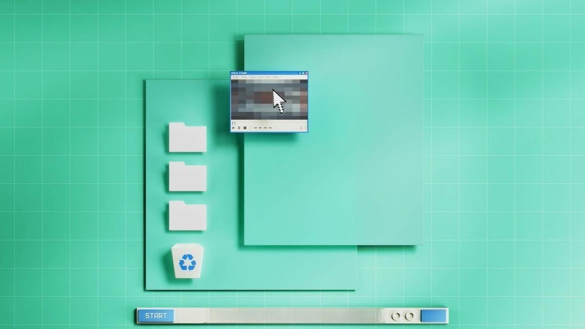 PR模板：复古美学WIN95旧计算机存档窗口展示模板动画（13328）