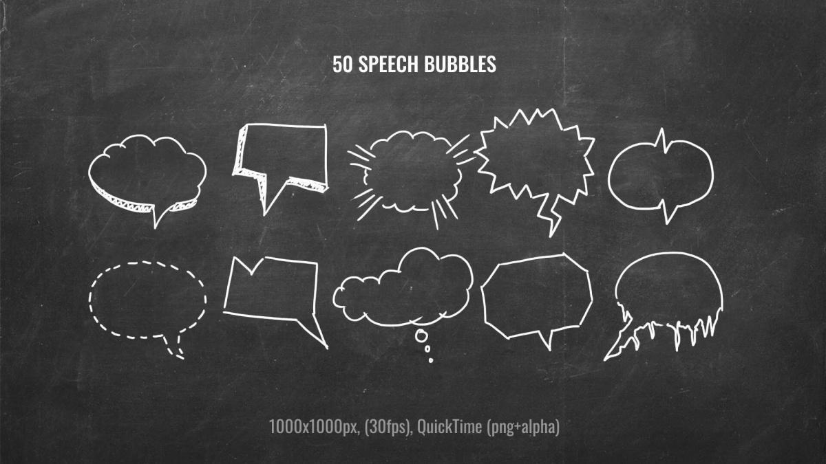 632个真实趣味粉笔手绘星星心形泡泡箭头圆圈标记单词字母符号表情动画透明通道视频素材包（13044）