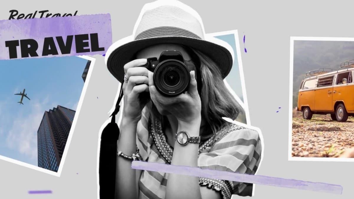 FCPX插件：旅游博主创意拼贴艺术风格垃圾摇滚纹理手绘剪纸元素开场片头（13625）