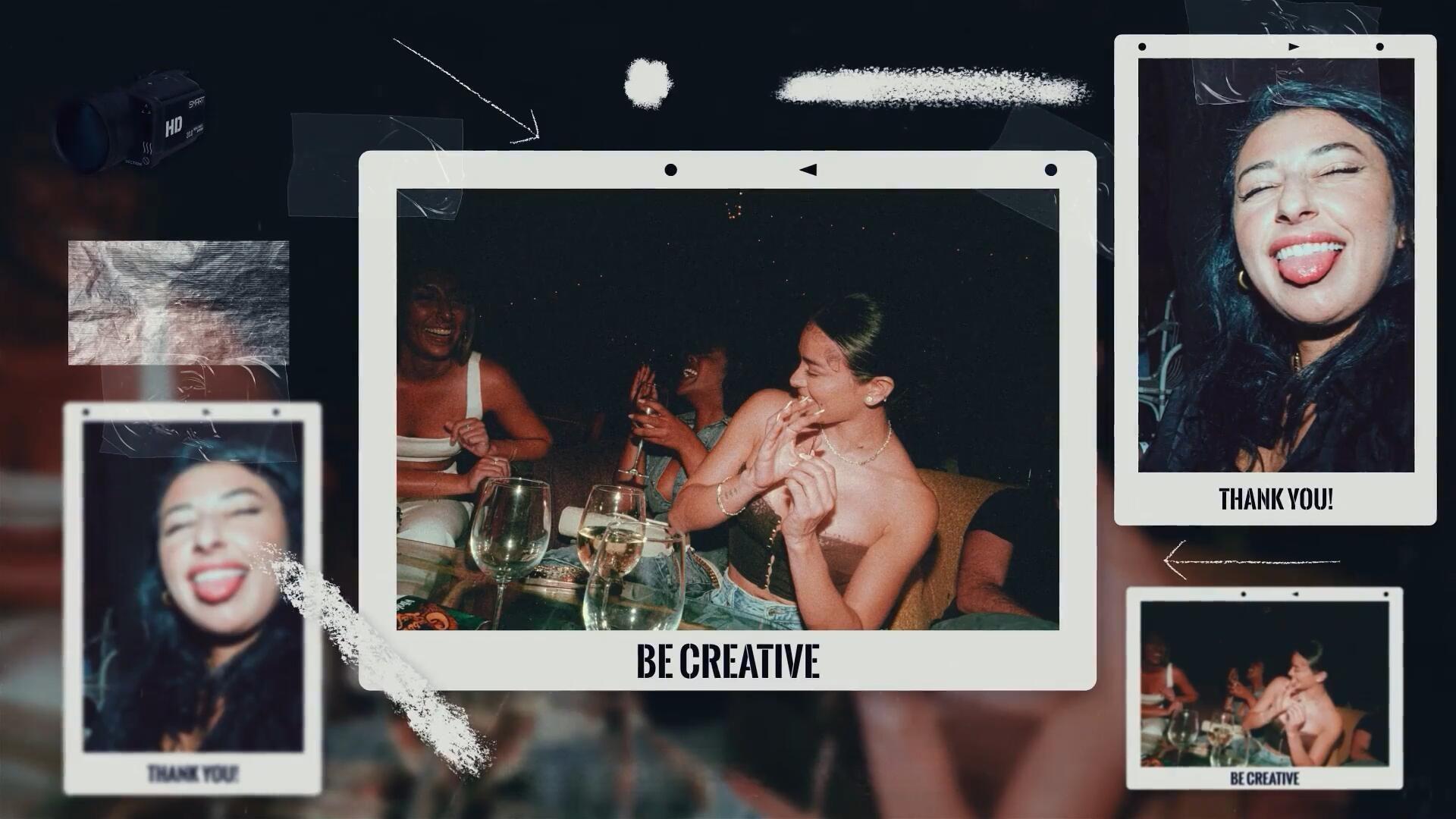 AE模板：复古宝丽来风格婚礼聚会镜头照片定格展示（13889）