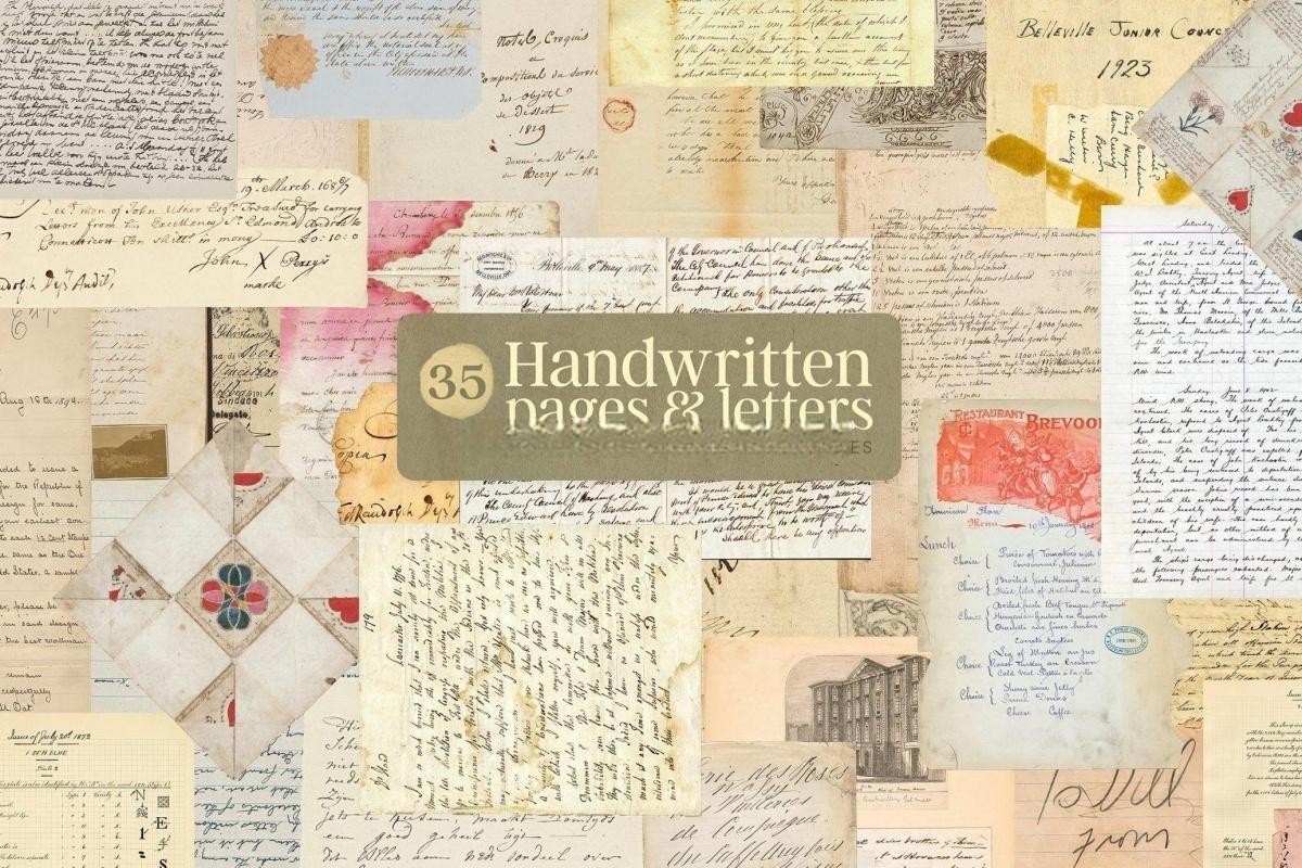 170个复古拼贴艺术磨损撕纸邮票菜单手写信件情书标签印刷书页PNG免扣背景设计元素 Vintage Ephemera Paper Pack（13043）