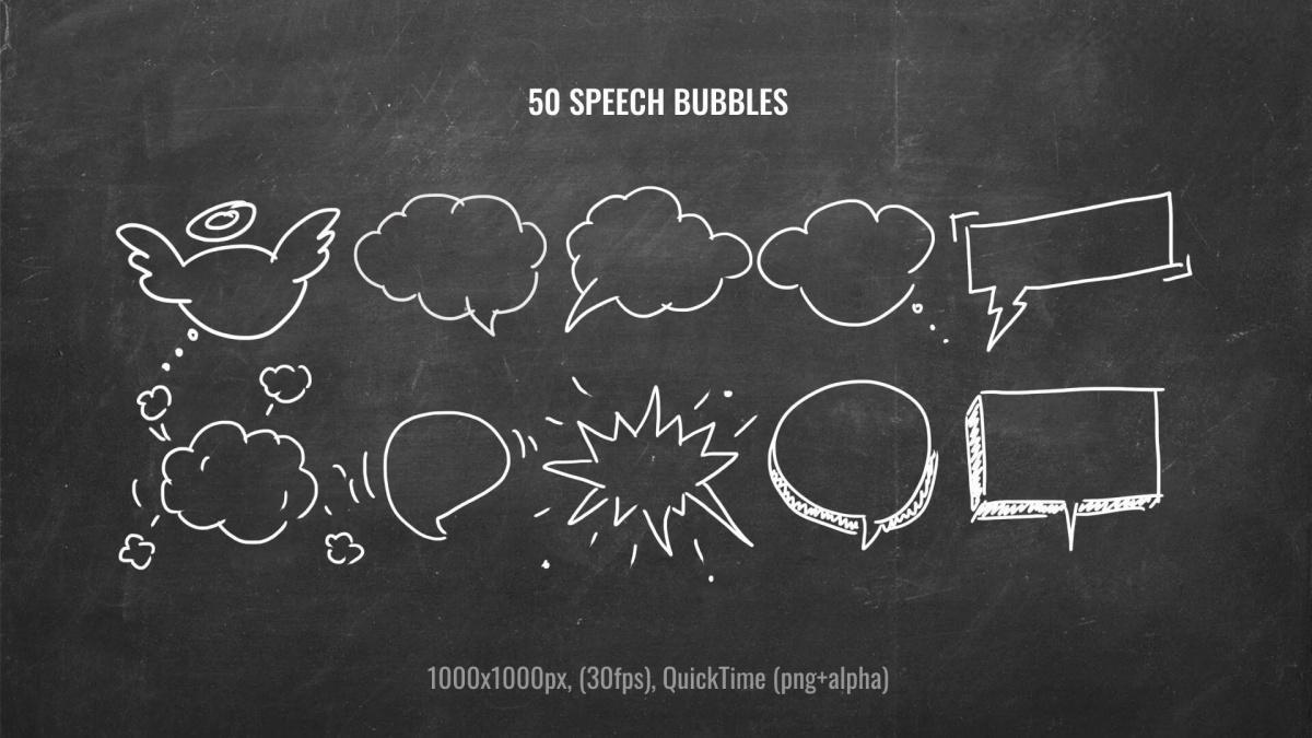 632个真实趣味粉笔手绘星星心形泡泡箭头圆圈标记单词字母符号表情动画透明通道视频素材包（13044）