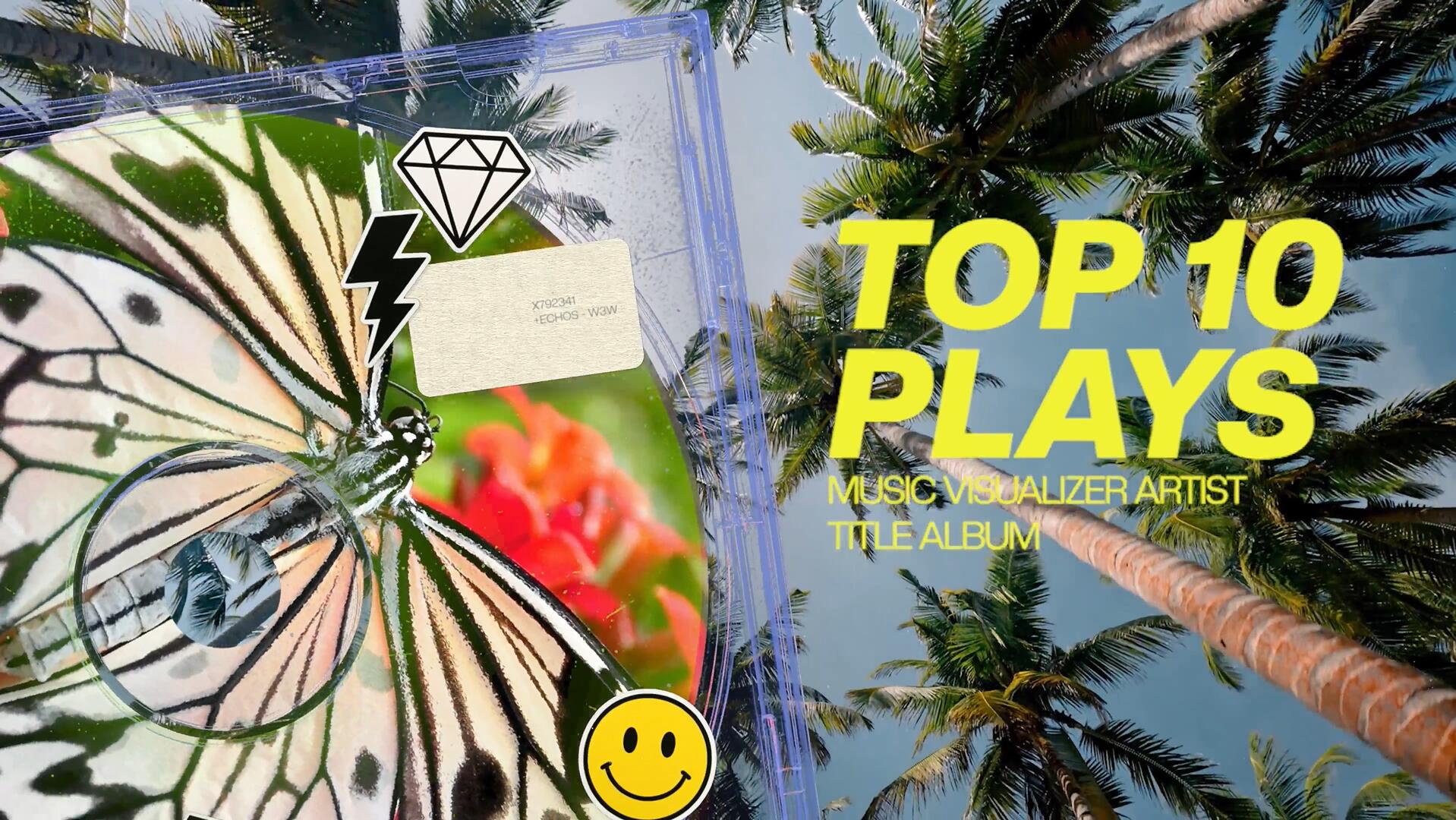 达芬奇模板：复古Y2K风格可视化CD音乐艺术品主题开场片头模板（13680）