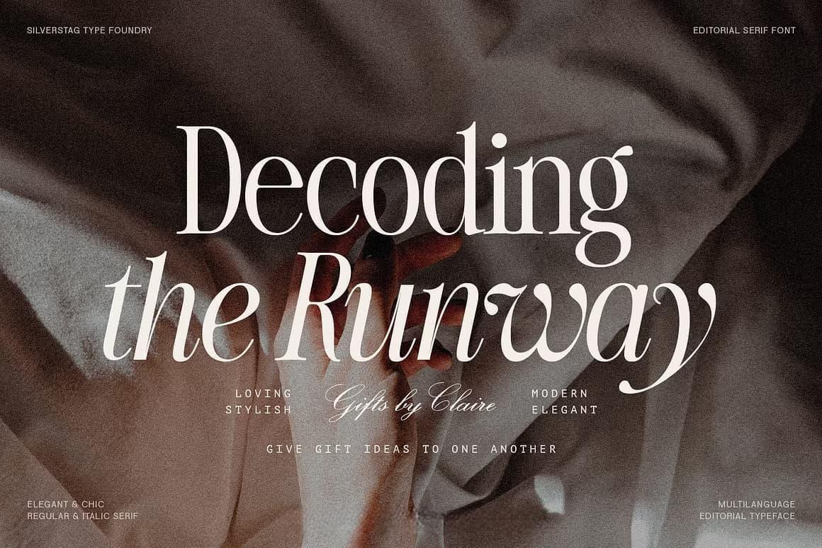 英文字体：80年代高级时装杂志文艺logo标题衬线排版海报封面字体 The Silver Editorial Serif Font（13707）
