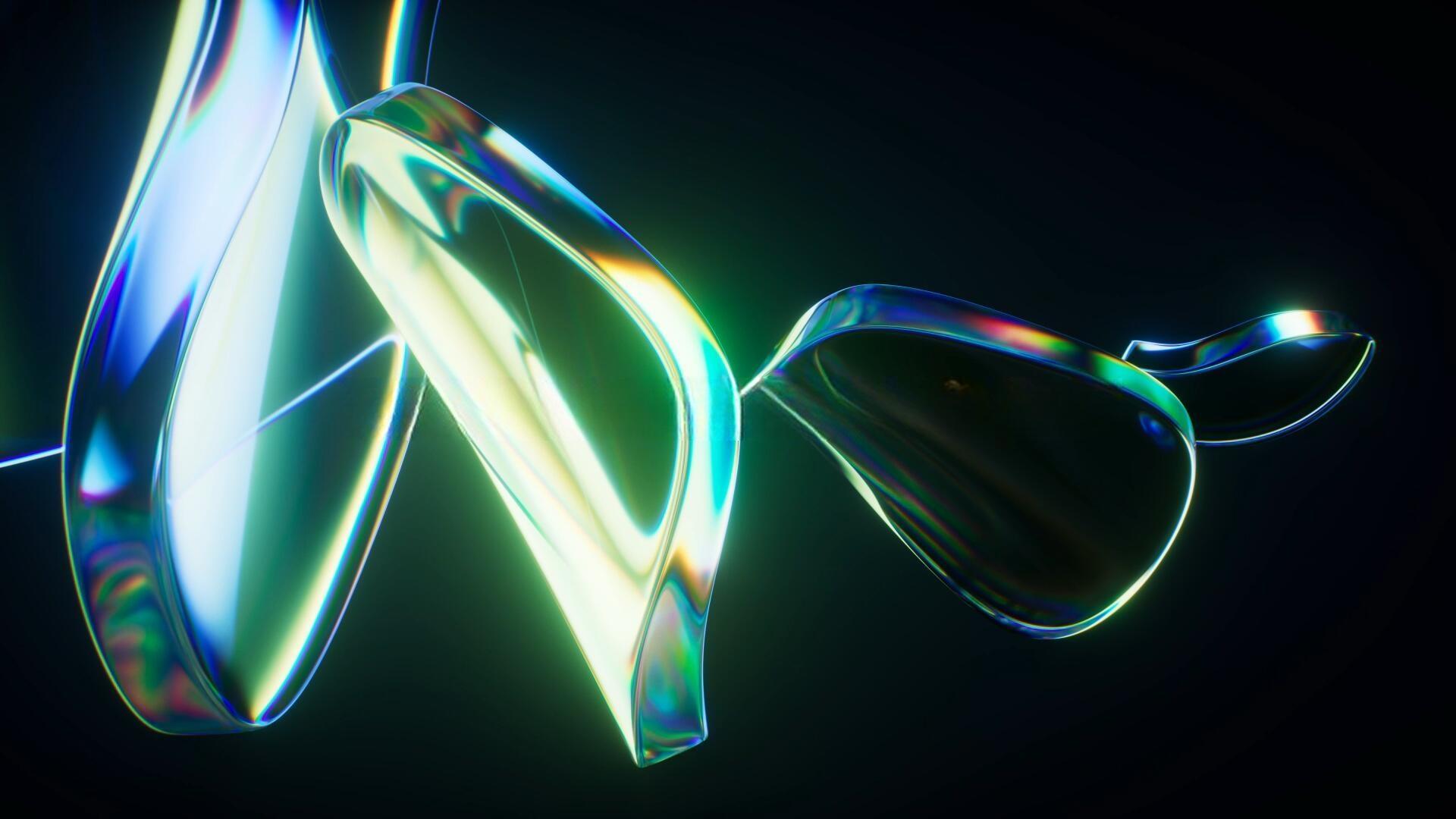 31个抽象艺术霓虹渐变几何3D水晶玻璃发光波浪缎面动态背景视频素材（13554）