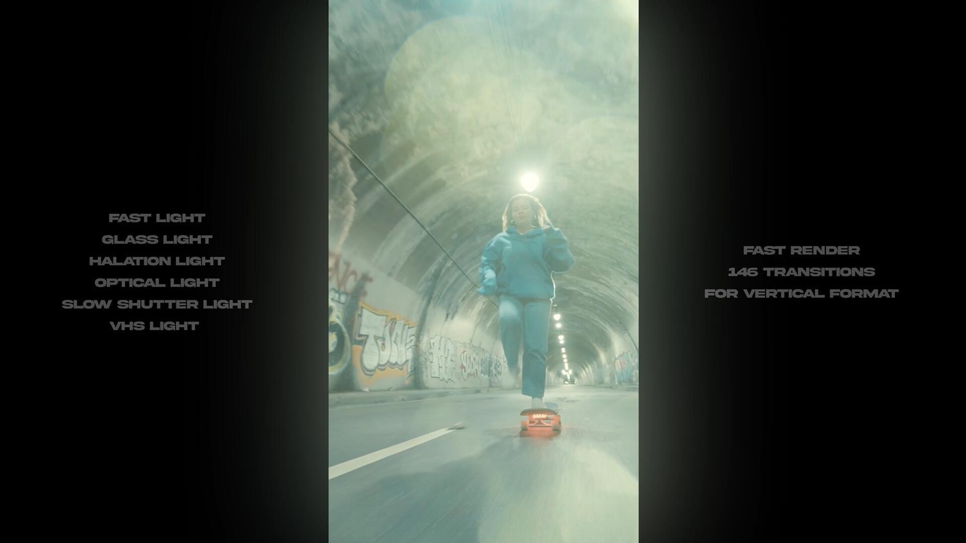 146个复古美学慢快门、VHS、光环、快速霓虹灯光擦拭剪辑叠加竖屏转场过渡 Light Transitions（13485）