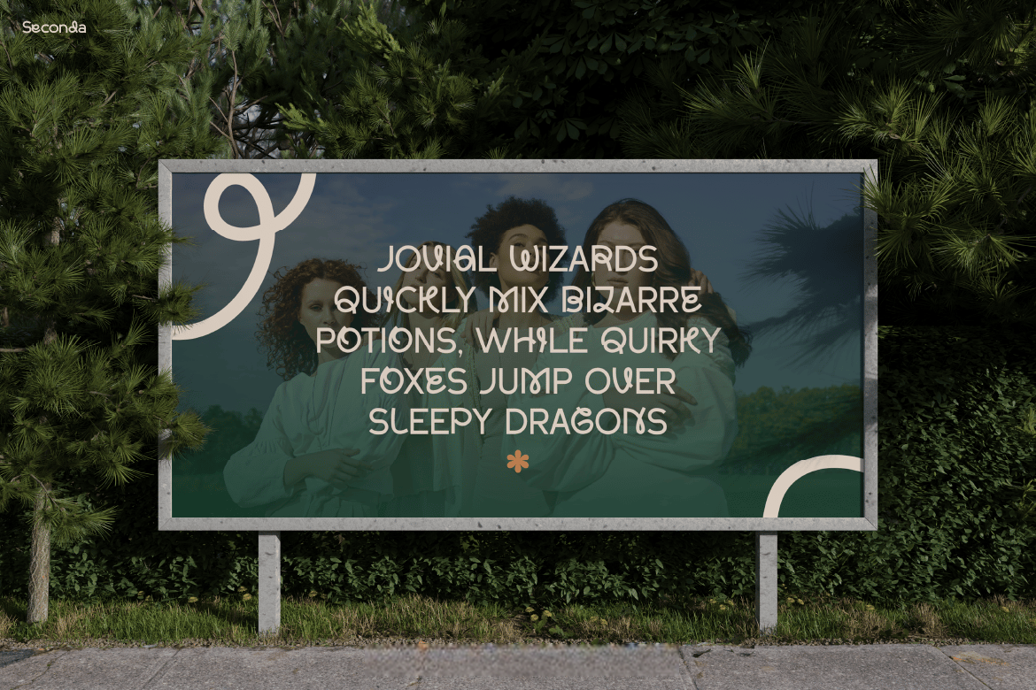 英文字体：大胆现代圆润曲线优雅品牌海报包装设计无衬线封面海报字体 Seconda – Modern Font（13577）