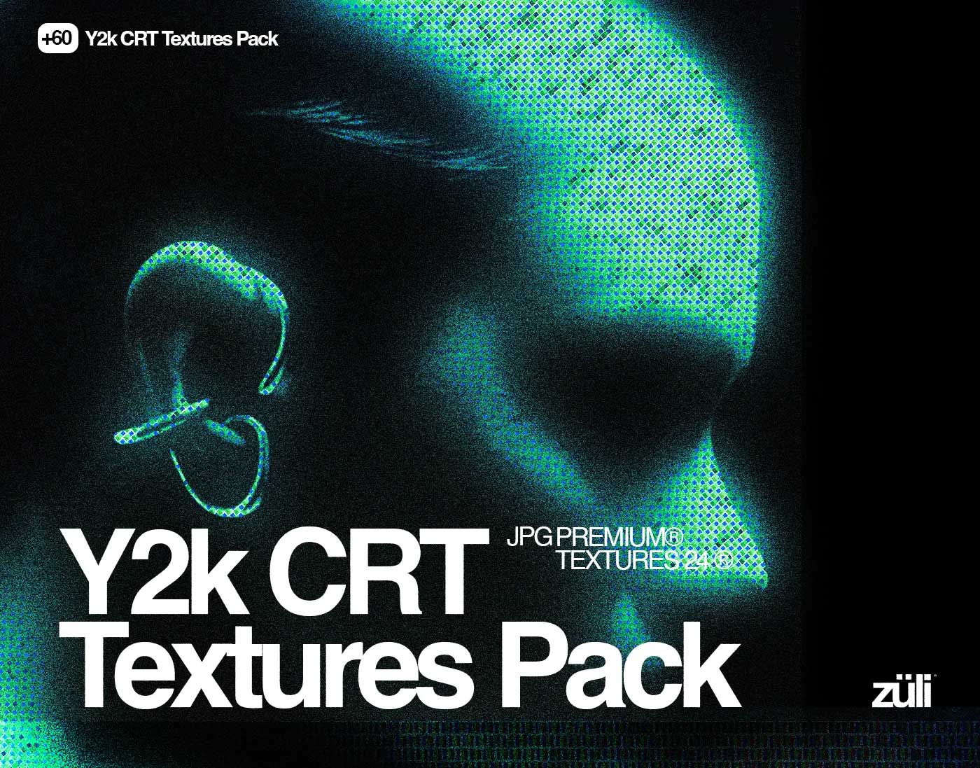 60个复古Y2k风格未来派CRT像素屏幕线性波形霓虹灯叠加纹理套装 Züli – Y2k CRT Textures Pack（13433）