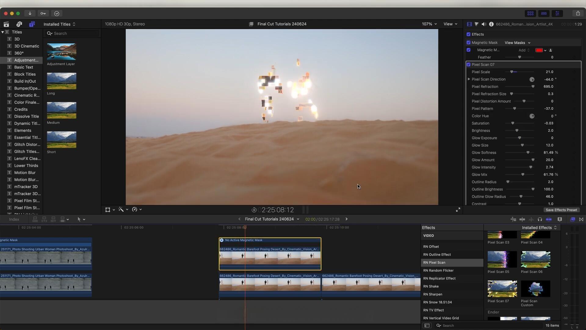 FCPX插件：一键式视频人物对象物体移除消失视觉效果FCPX插件 Ryan Nangle – Object Removal Effect（13221）
