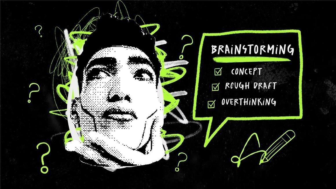 AE模板：大胆邋遢潦草手绘线条涂鸦头像拼贴艺术文字标题动画模板（13457）