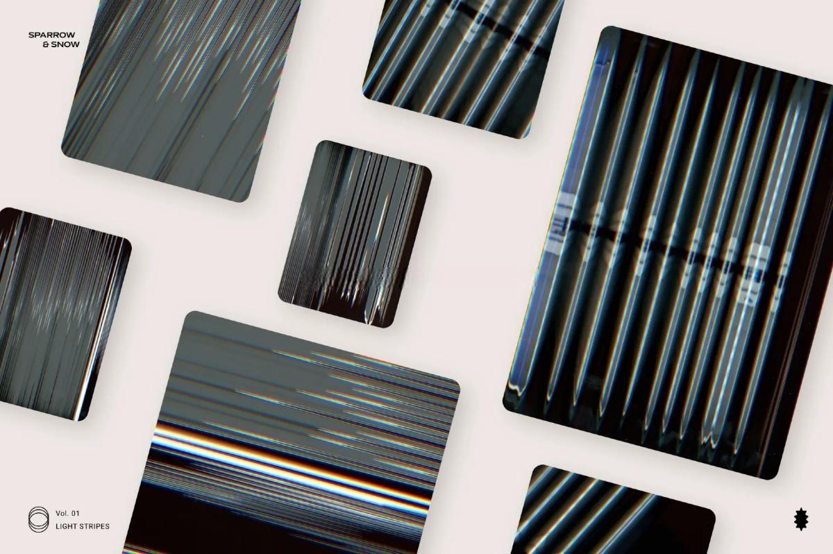 65种高分辨率线性霓虹浅色渐变条纹叠加背景纹理 Light Stripes Hi-Res Overlays & Textures（13610）